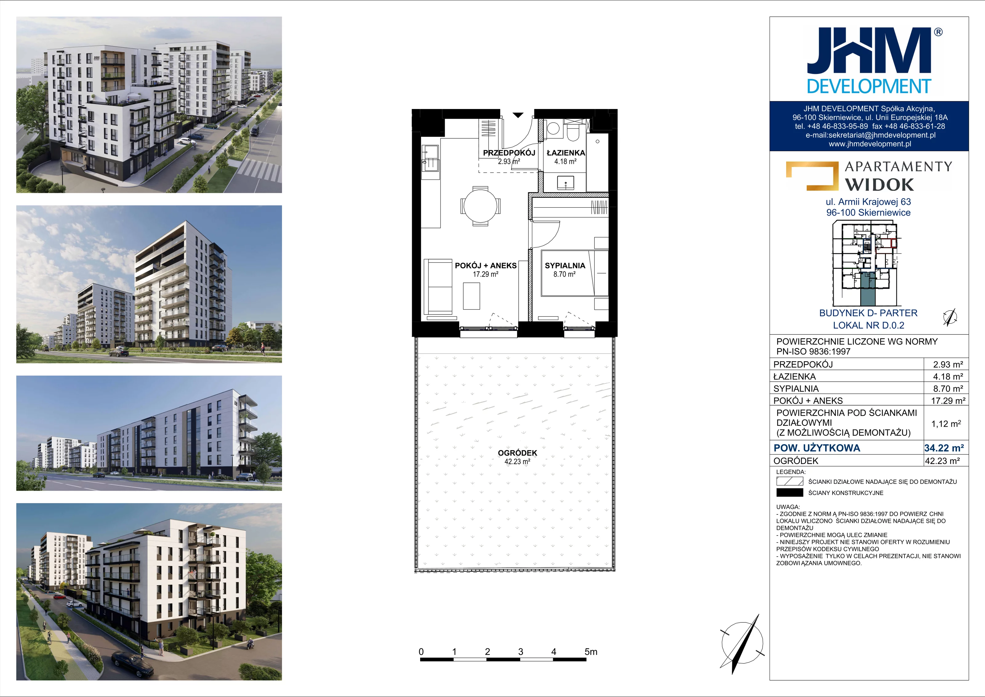 2 pokoje, mieszkanie 34,22 m², parter, oferta nr D.0.2, Apartamenty Widok etap II, Skierniewice, Widok, ul. Armii Krajowej 63