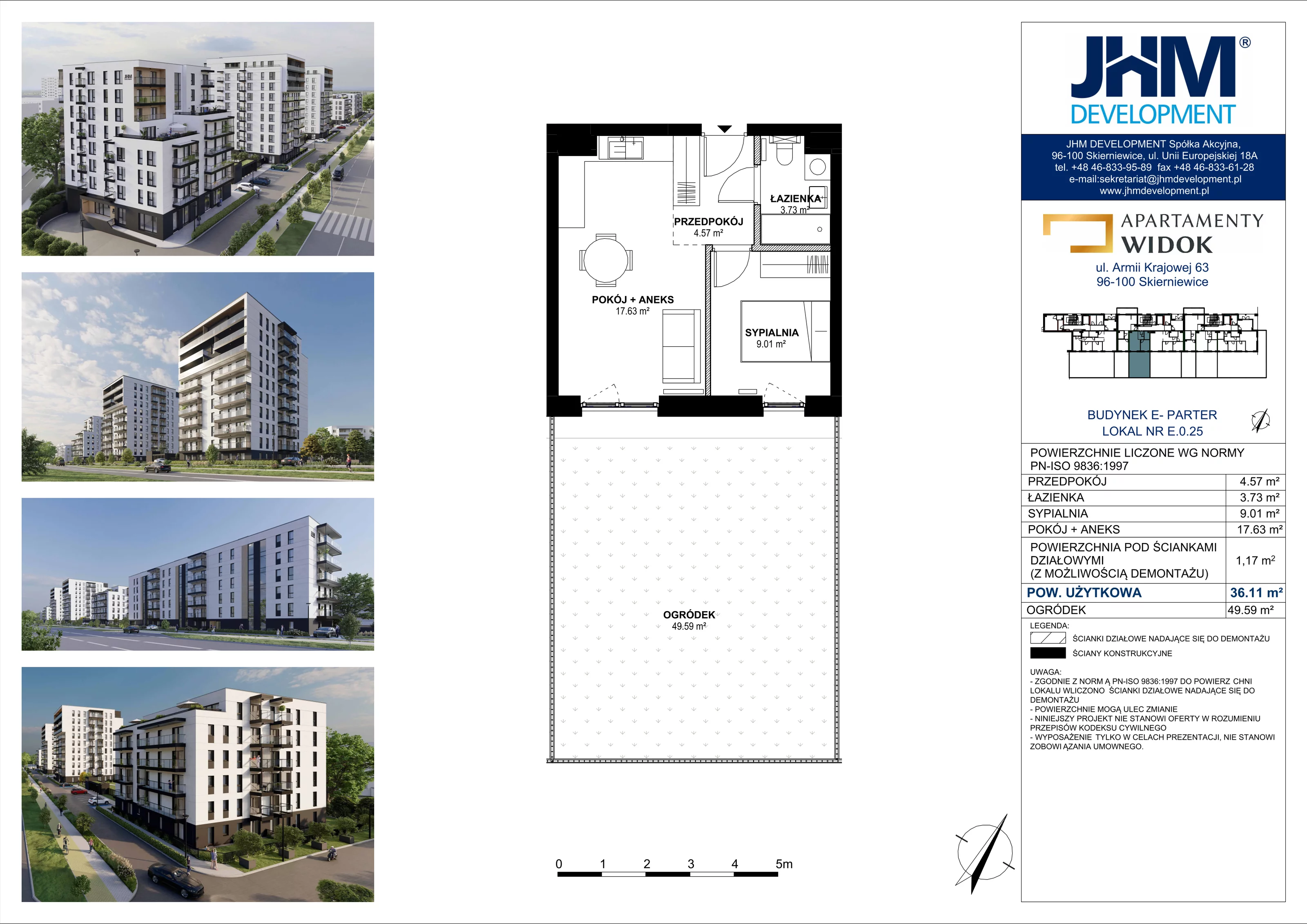 2 pokoje, mieszkanie 36,11 m², parter, oferta nr E.0.25, Apartamenty Widok etap II, Skierniewice, Widok, ul. Armii Krajowej 63