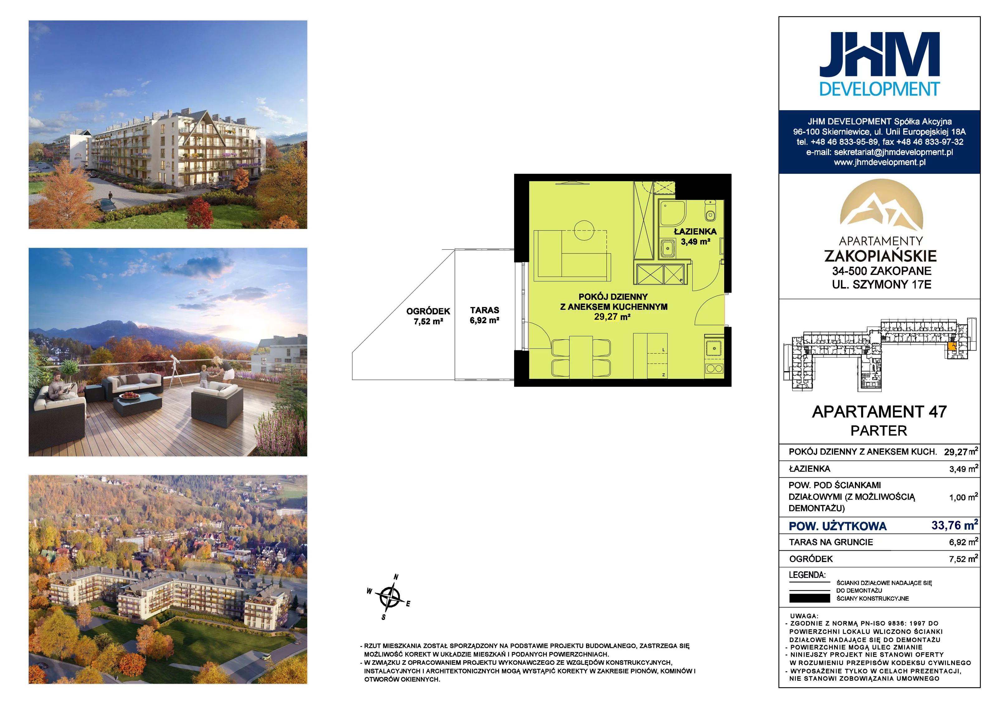 1 pokój, mieszkanie 31,66 m², piętro 2, oferta nr 236, Apartamenty Zakopiańskie, Zakopane, ul. Szymony 17E