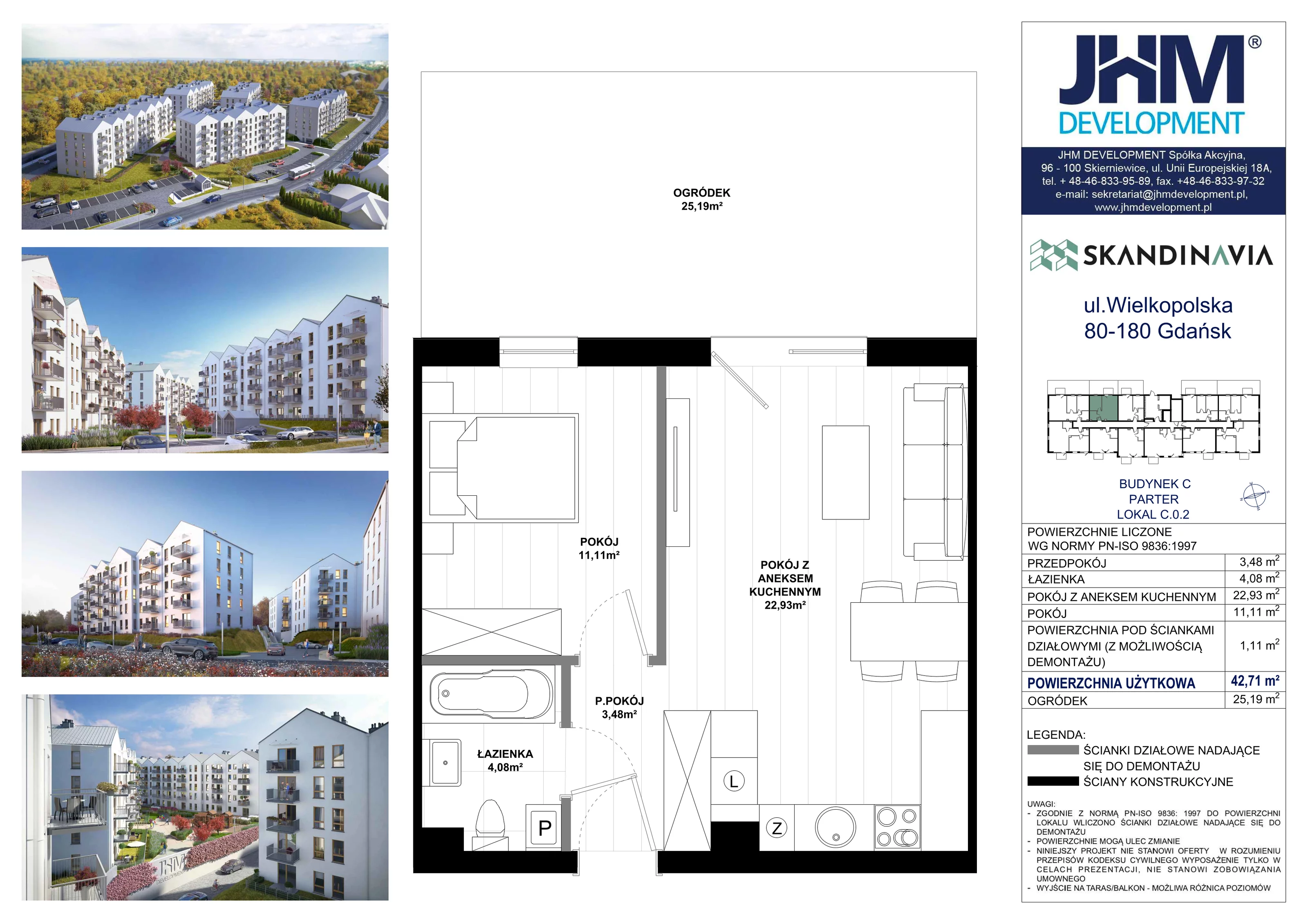 2 pokoje, mieszkanie 42,71 m², parter, oferta nr C.0.2, Skandinavia, Gdańsk, Orunia Górna-Gdańsk Południe, ul. Wielkopolska 66