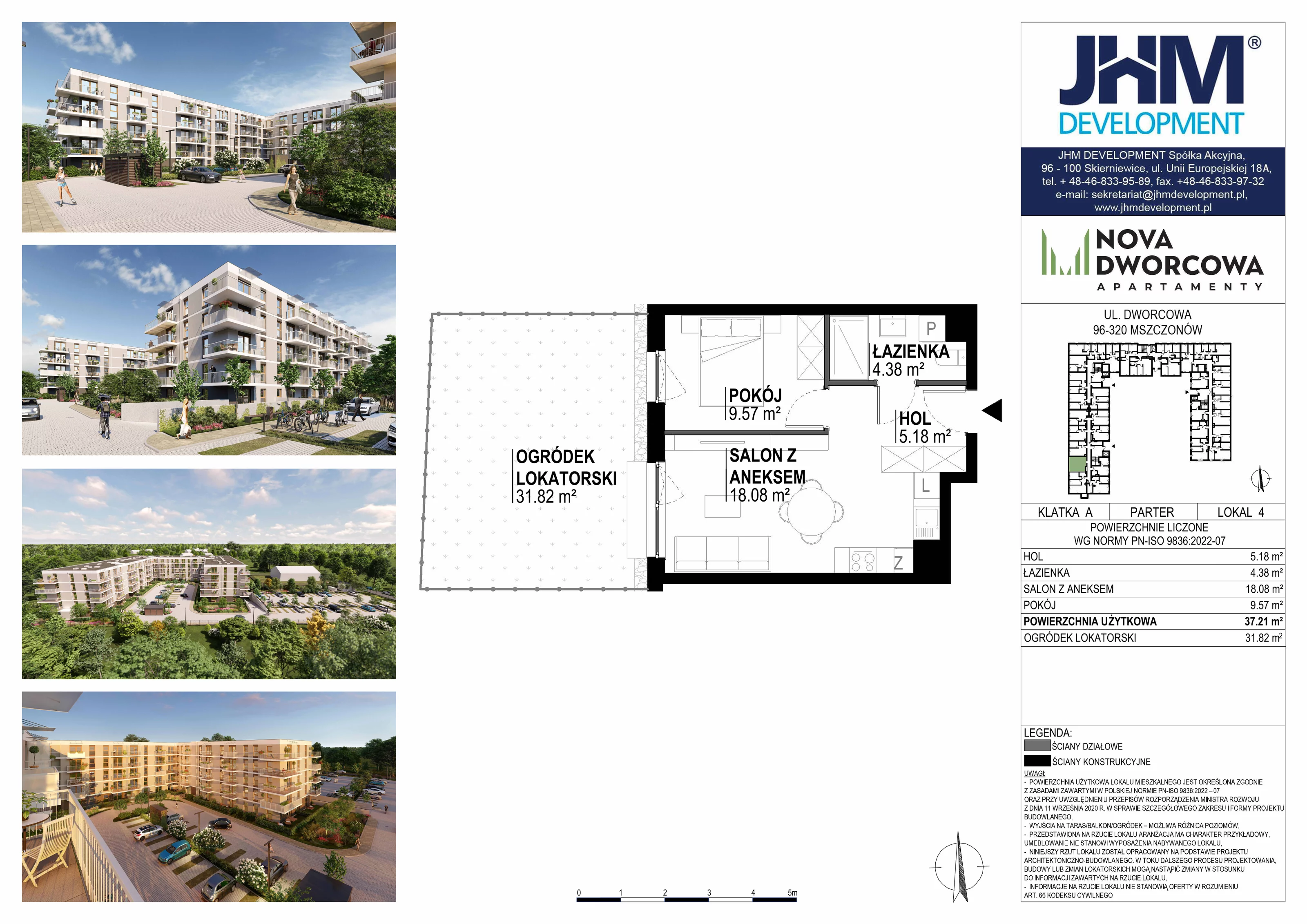 2 pokoje, mieszkanie 37,21 m², parter, oferta nr 4, Nova Dworcowa Apartamenty, Mszczonów, ul. Dworcowa 40