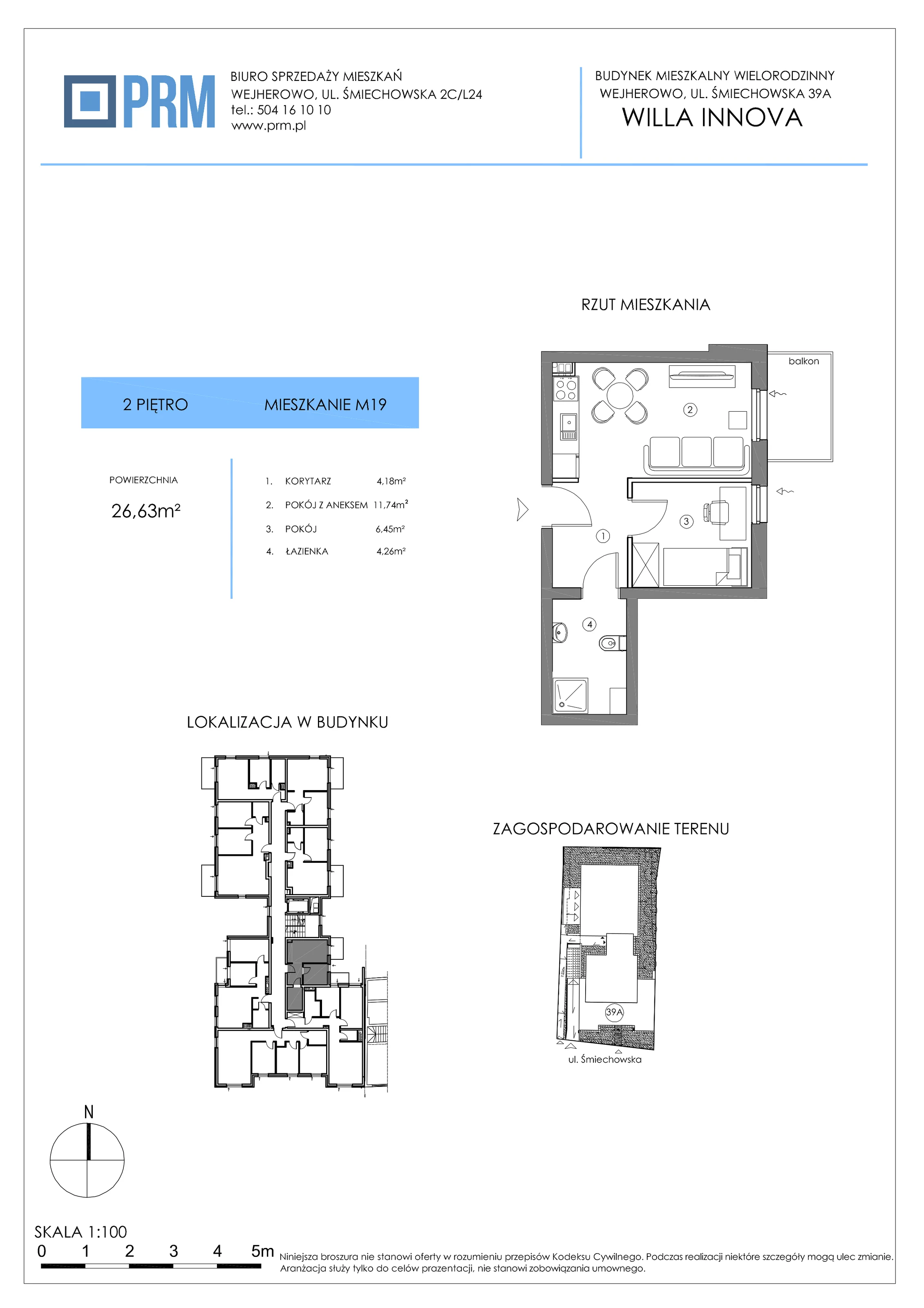 2 pokoje, mieszkanie 26,63 m², piętro 2, oferta nr M19, Willa INNOVA, Wejherowo, Śmiechowo, Śmiechowo-Południe, ul. Śmiechowska 39A