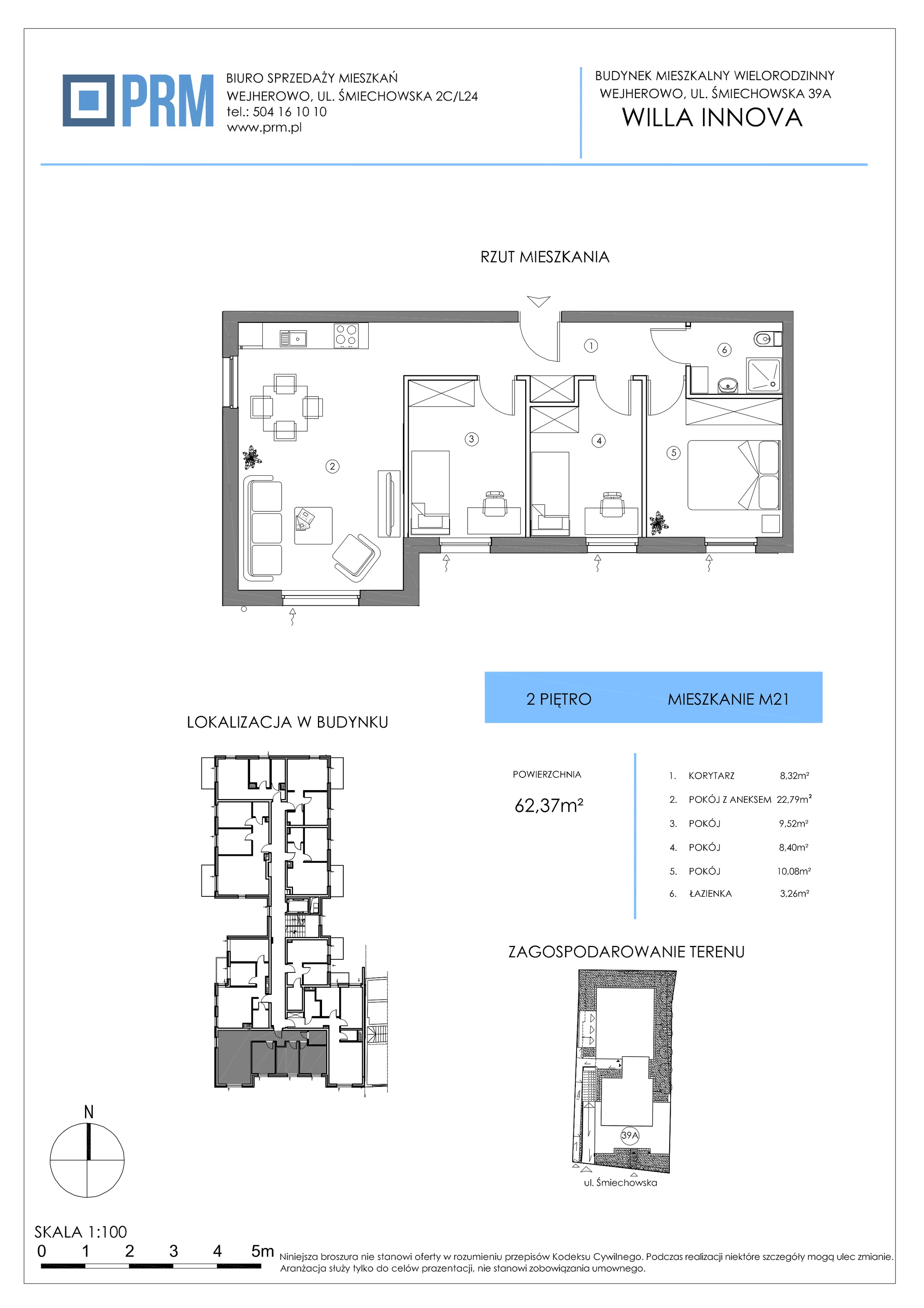 4 pokoje, mieszkanie 62,37 m², piętro 2, oferta nr M21, Willa INNOVA, Wejherowo, Śmiechowo, Śmiechowo-Południe, ul. Śmiechowska 39A