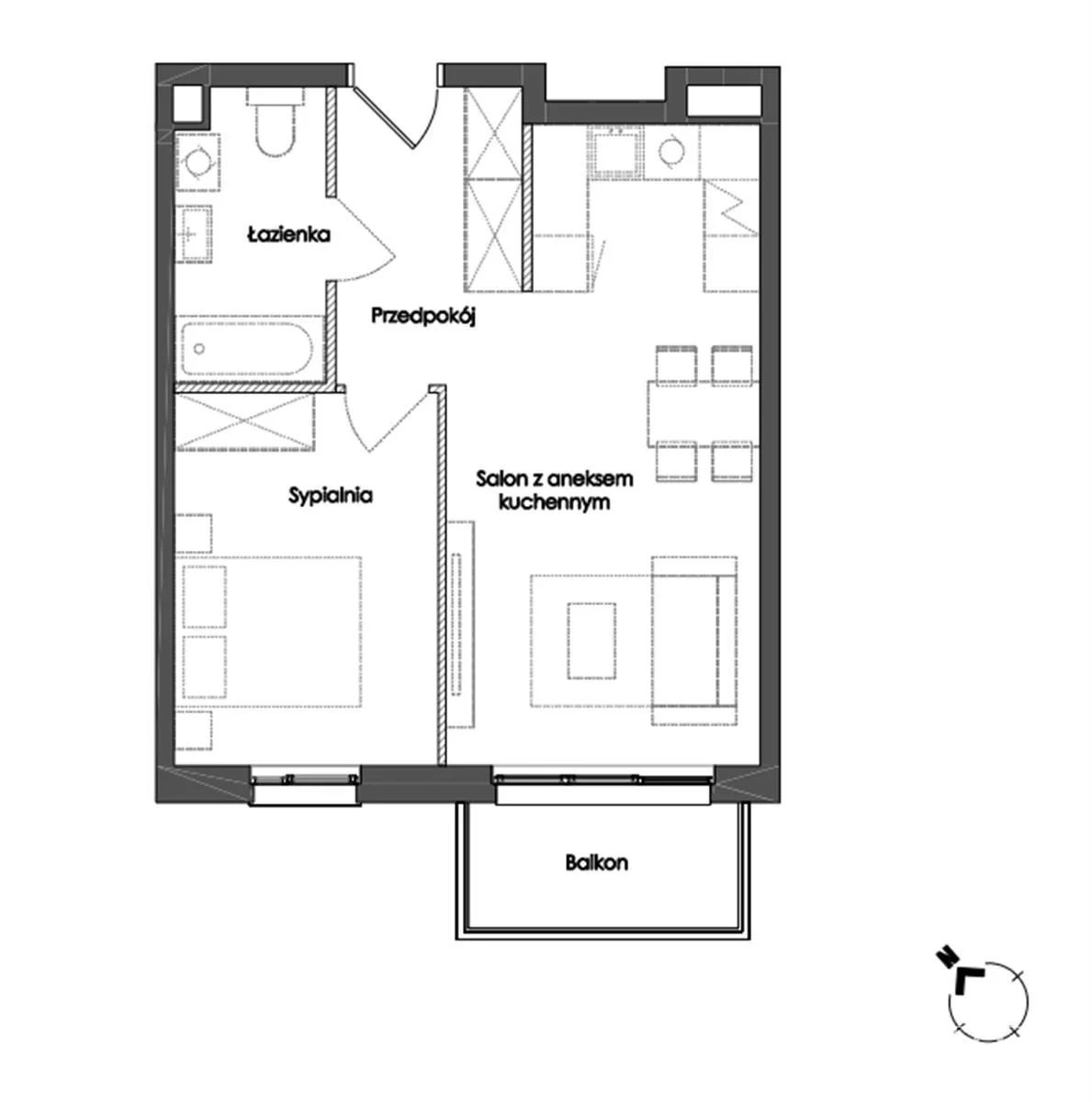 2 pokoje, mieszkanie 44,66 m², piętro 1, oferta nr , OR016967, Puck, Pogodna