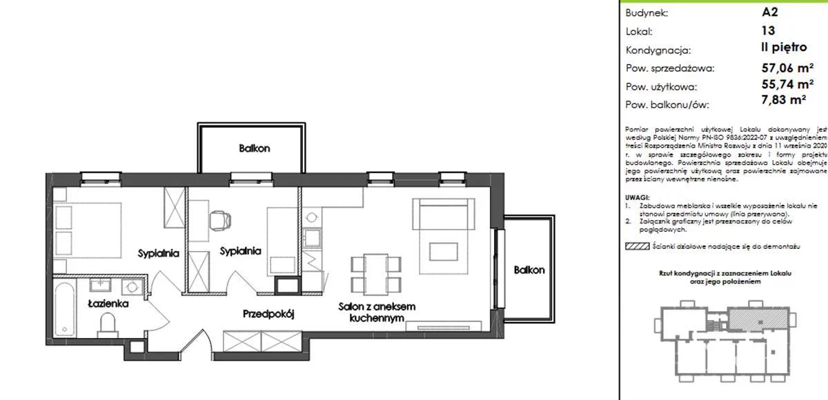 3 pokoje, mieszkanie 57,06 m², piętro 2, oferta nr , OR017061, Puck, Pogodna