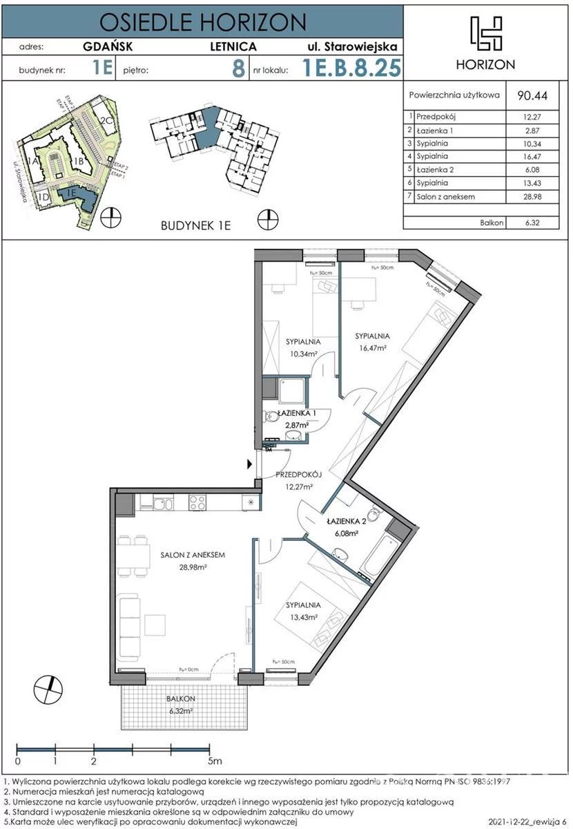 4 pokoje, apartament 90,44 m², piętro 2, oferta nr , OR016829, Gdańsk, Letnica, Starowiejska