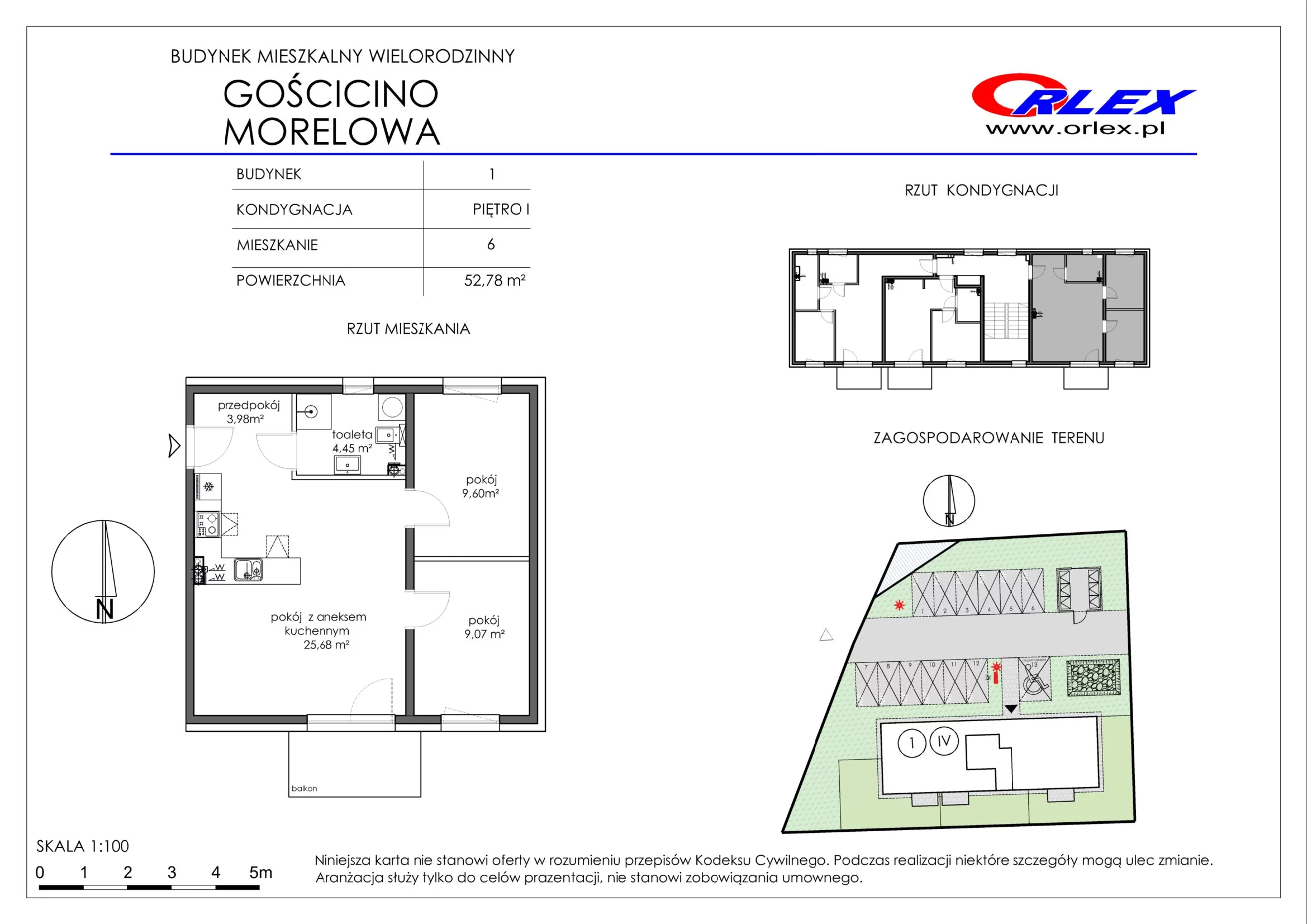 Mieszkanie 52,78 m², piętro 1, oferta nr 6, Gościcino, Gościcino, ul. Morelowa