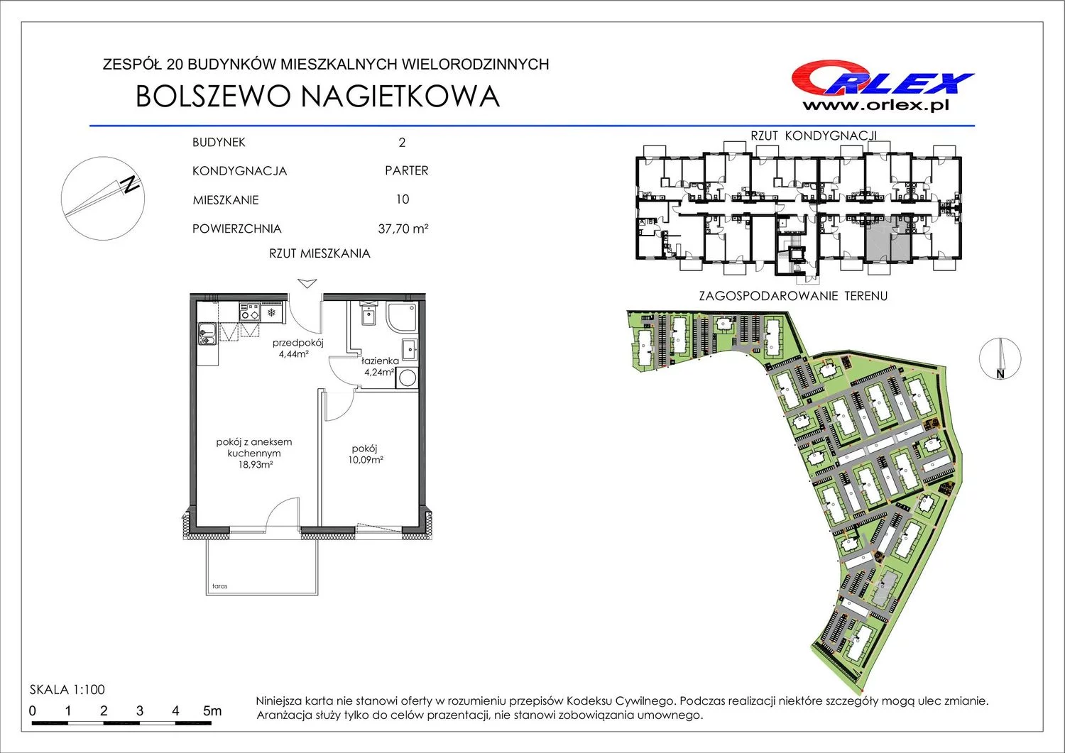 Mieszkanie 37,70 m², parter, oferta nr 10, Nagietkowa, Bolszewo, ul. Nagietkowa