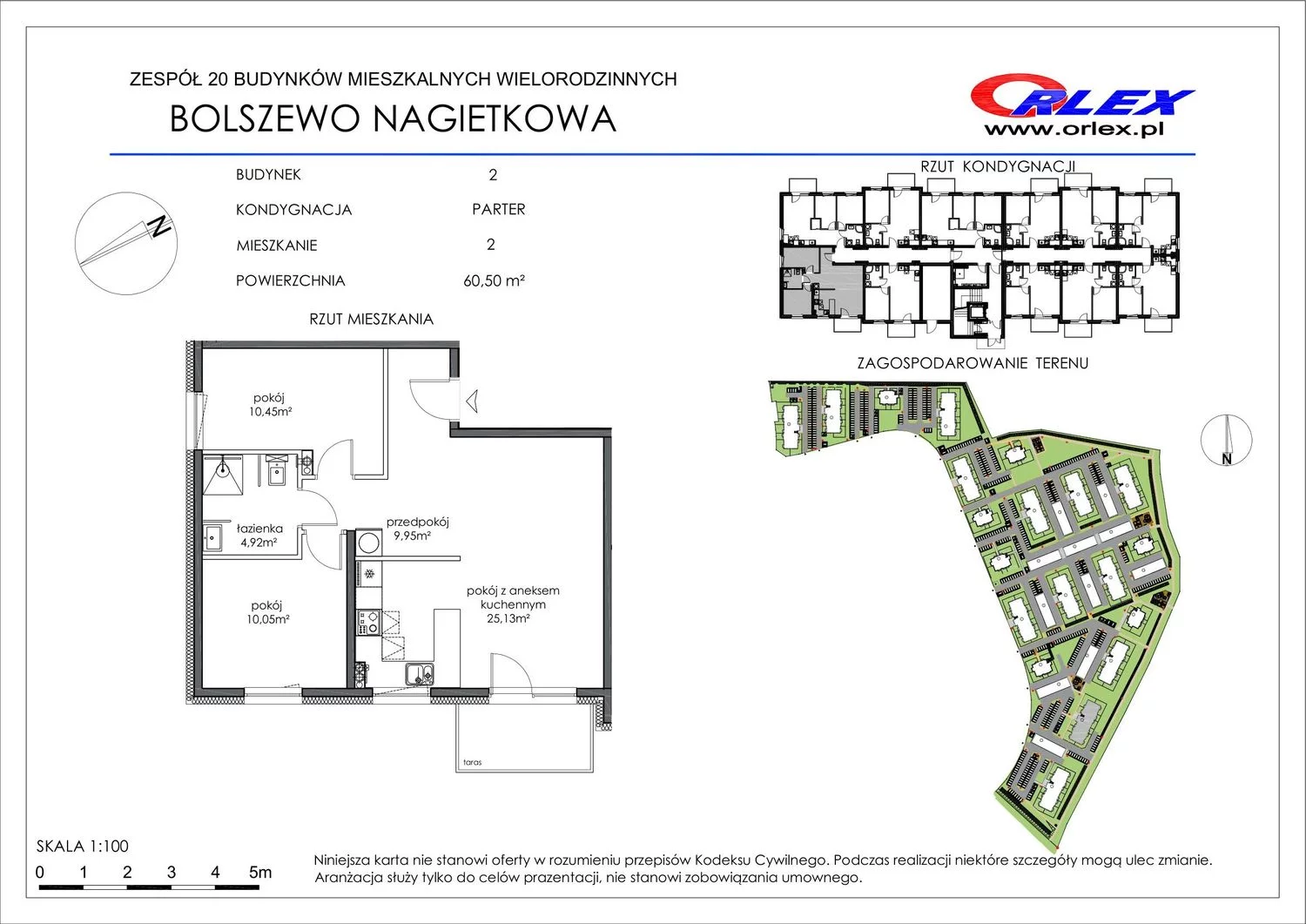 Mieszkanie 60,50 m², parter, oferta nr 2, Nagietkowa, Bolszewo, ul. Nagietkowa