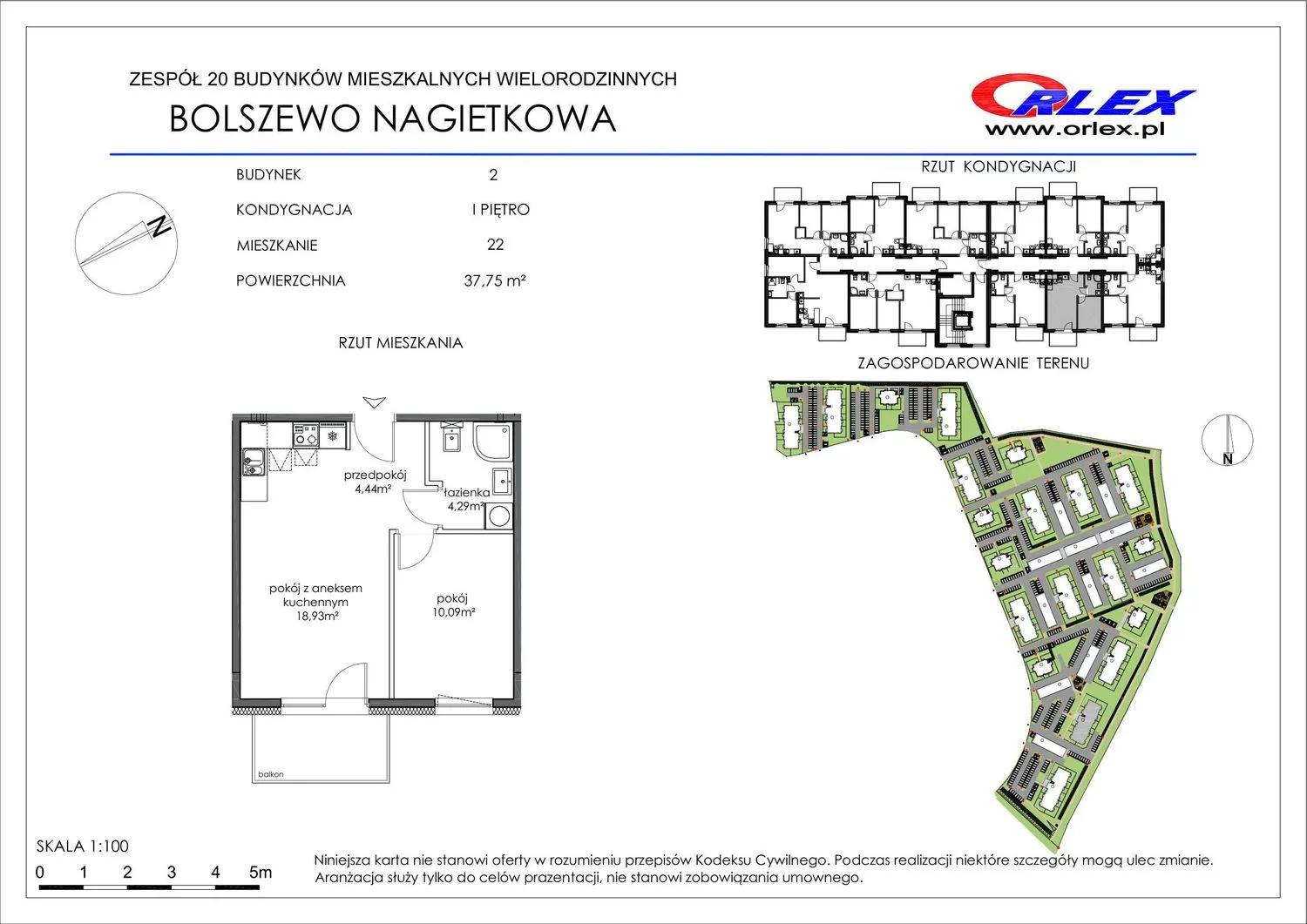 Mieszkanie 37,75 m², piętro 1, oferta nr 22, Nagietkowa, Bolszewo, ul. Nagietkowa