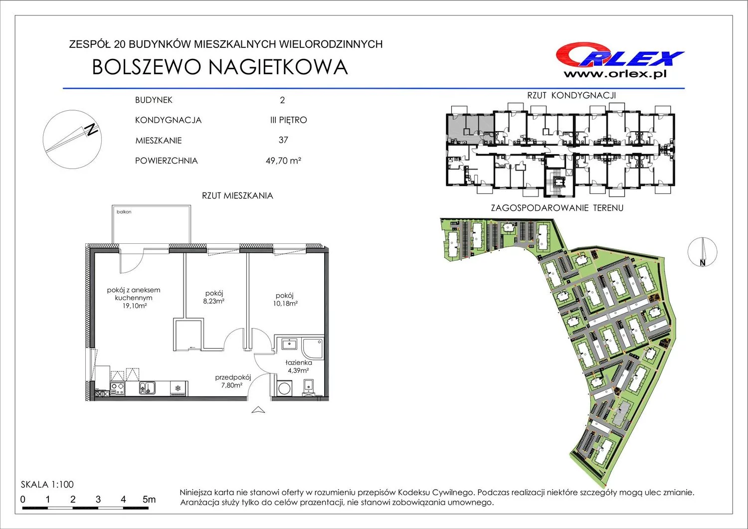 Mieszkanie 49,70 m², piętro 3, oferta nr 37, Nagietkowa, Bolszewo, ul. Nagietkowa