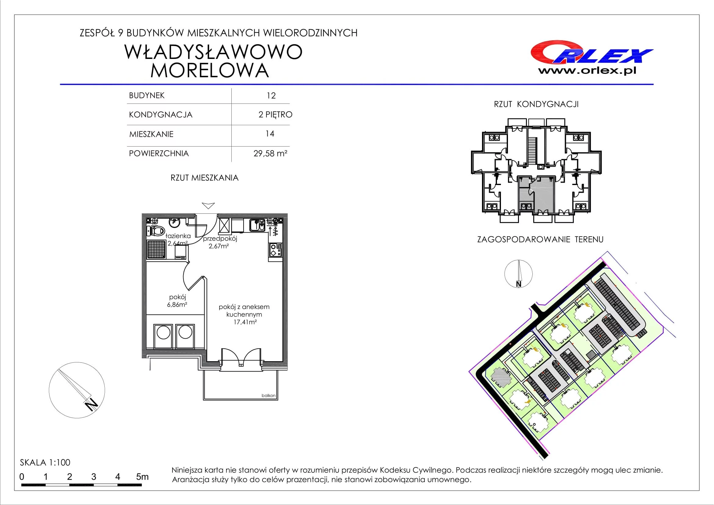 Mieszkanie 29,58 m², piętro 2, oferta nr Bud.12.M.14, Osiedle Władysławowo, Władysławowo, ul. Morelowa