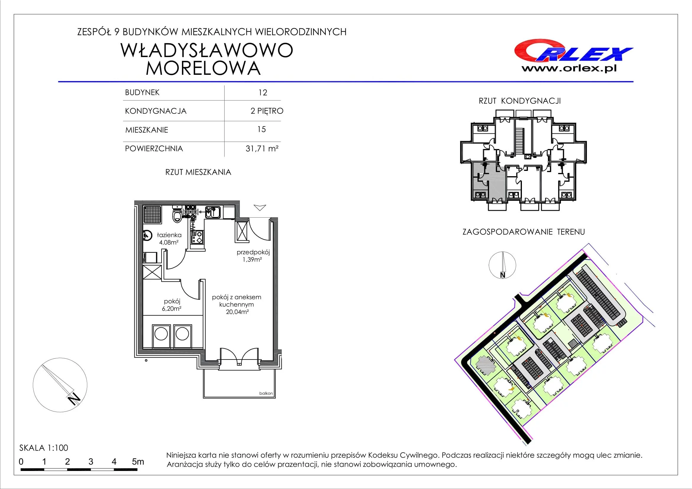 Mieszkanie 31,71 m², piętro 2, oferta nr Bud.12.M.15, Osiedle Władysławowo, Władysławowo, ul. Morelowa