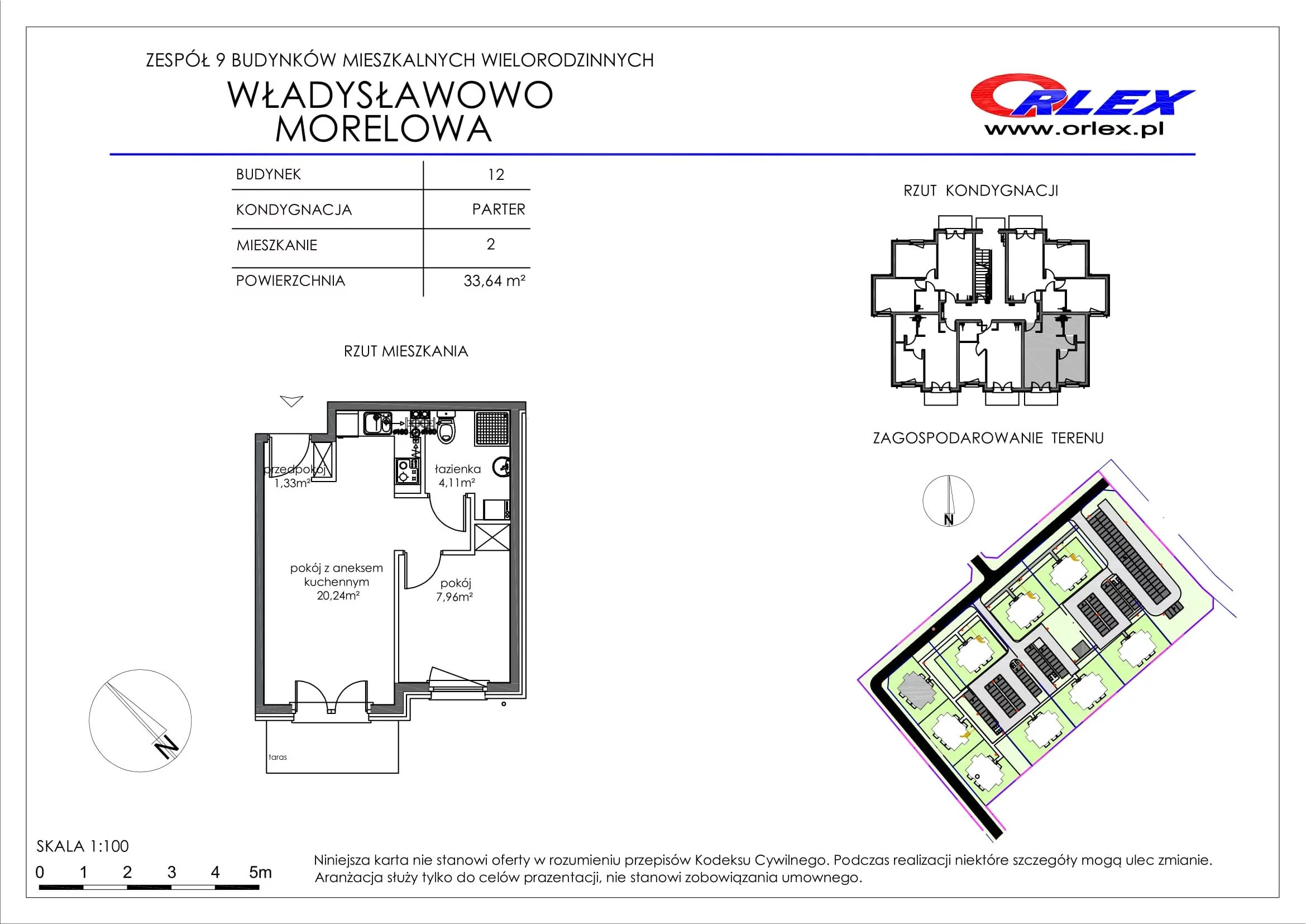 Mieszkanie 33,64 m², parter, oferta nr Bud.12.M.2, Osiedle Władysławowo, Władysławowo, ul. Morelowa