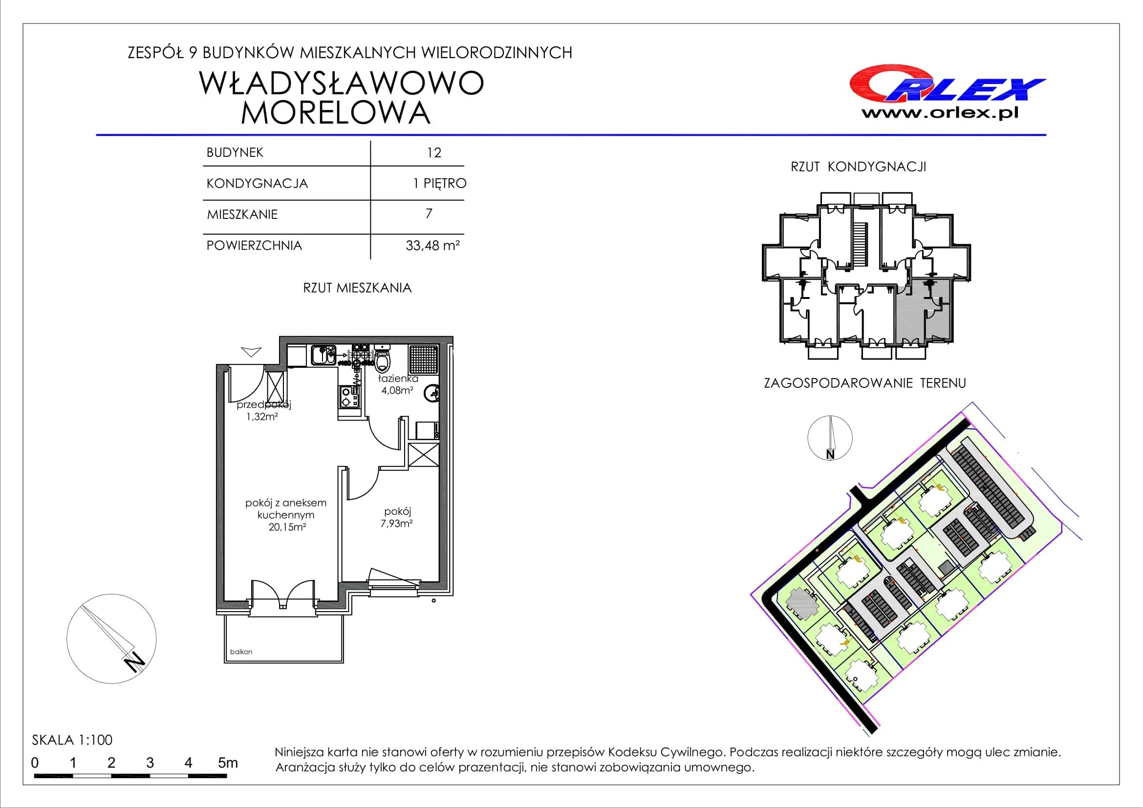 Mieszkanie 33,48 m², piętro 1, oferta nr Bud.12.M.7, Osiedle Władysławowo, Władysławowo, ul. Morelowa