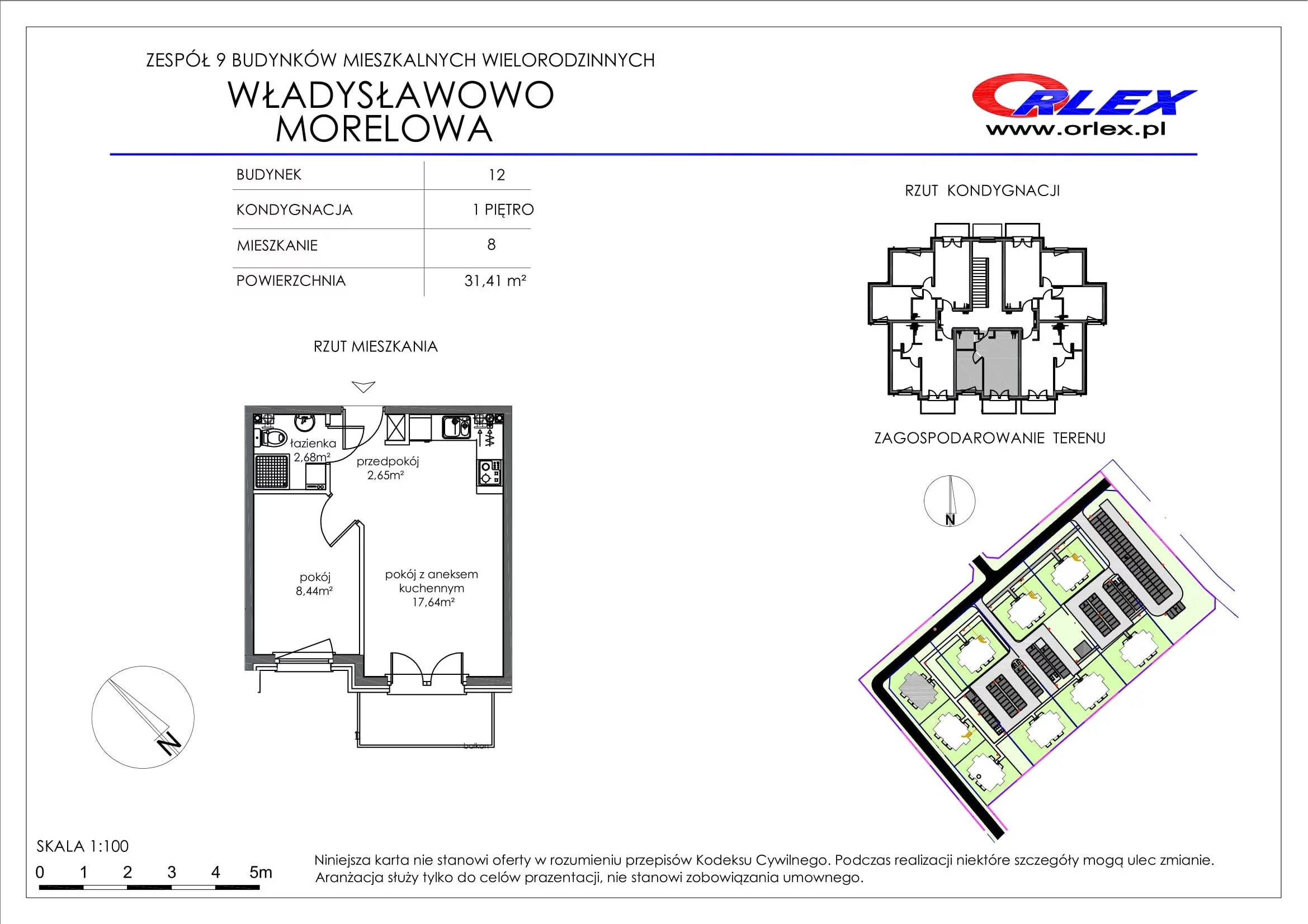 Mieszkanie 31,41 m², piętro 1, oferta nr Bud.12.M.8, Osiedle Władysławowo, Władysławowo, ul. Morelowa