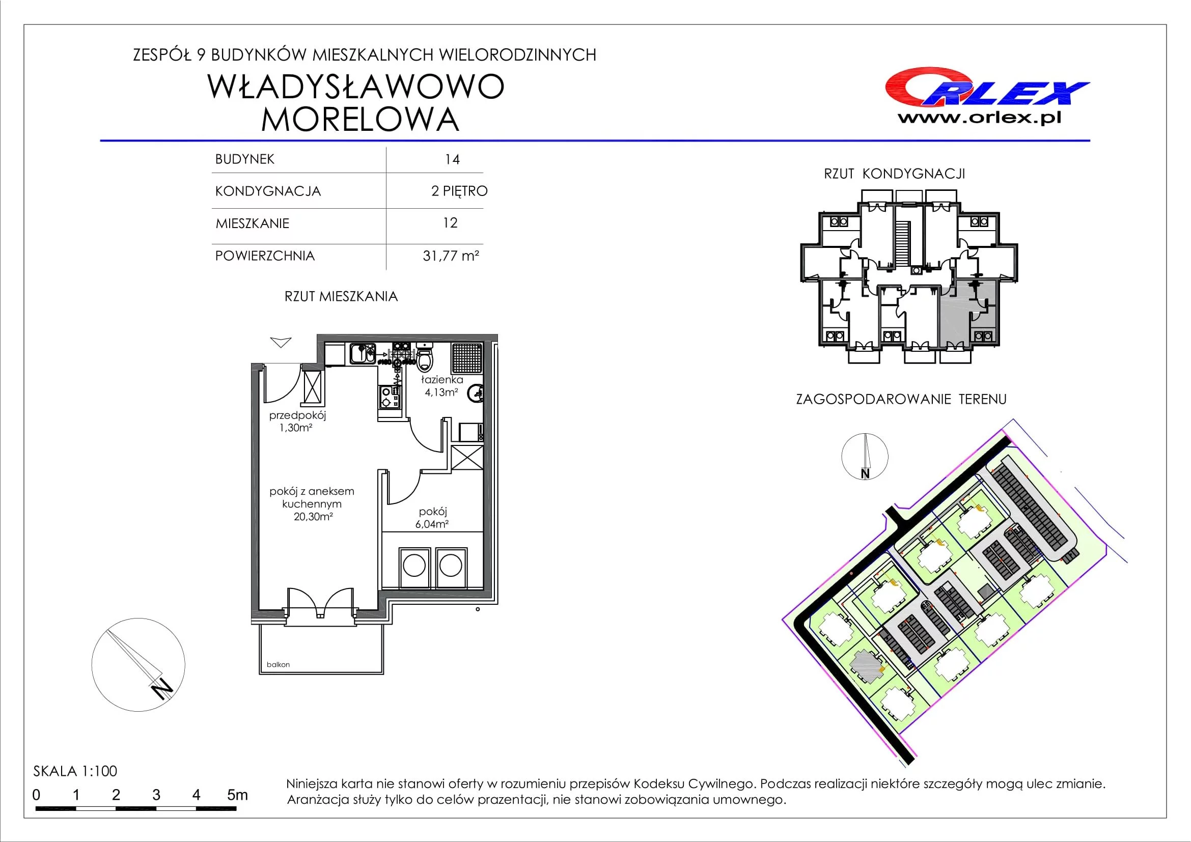 Mieszkanie 31,77 m², piętro 2, oferta nr Bud.14.M.12, Osiedle Władysławowo, Władysławowo, ul. Morelowa