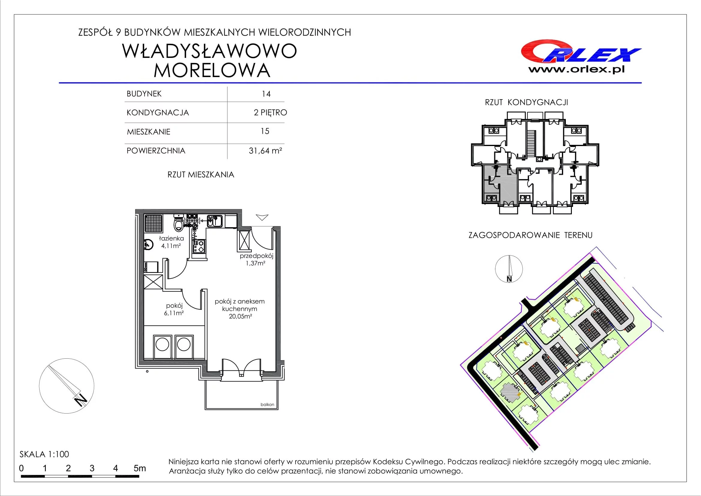 Mieszkanie 31,64 m², piętro 2, oferta nr Bud.14.M.15, Osiedle Władysławowo, Władysławowo, ul. Morelowa