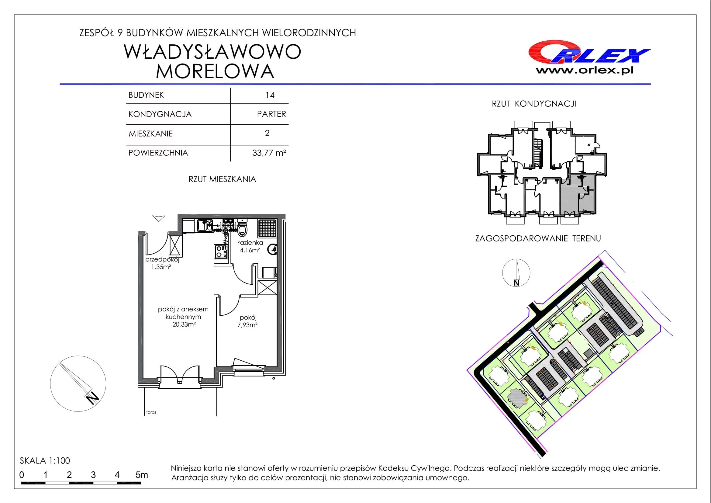 Mieszkanie 33,77 m², parter, oferta nr Bud.14.M.2, Osiedle Władysławowo, Władysławowo, ul. Morelowa