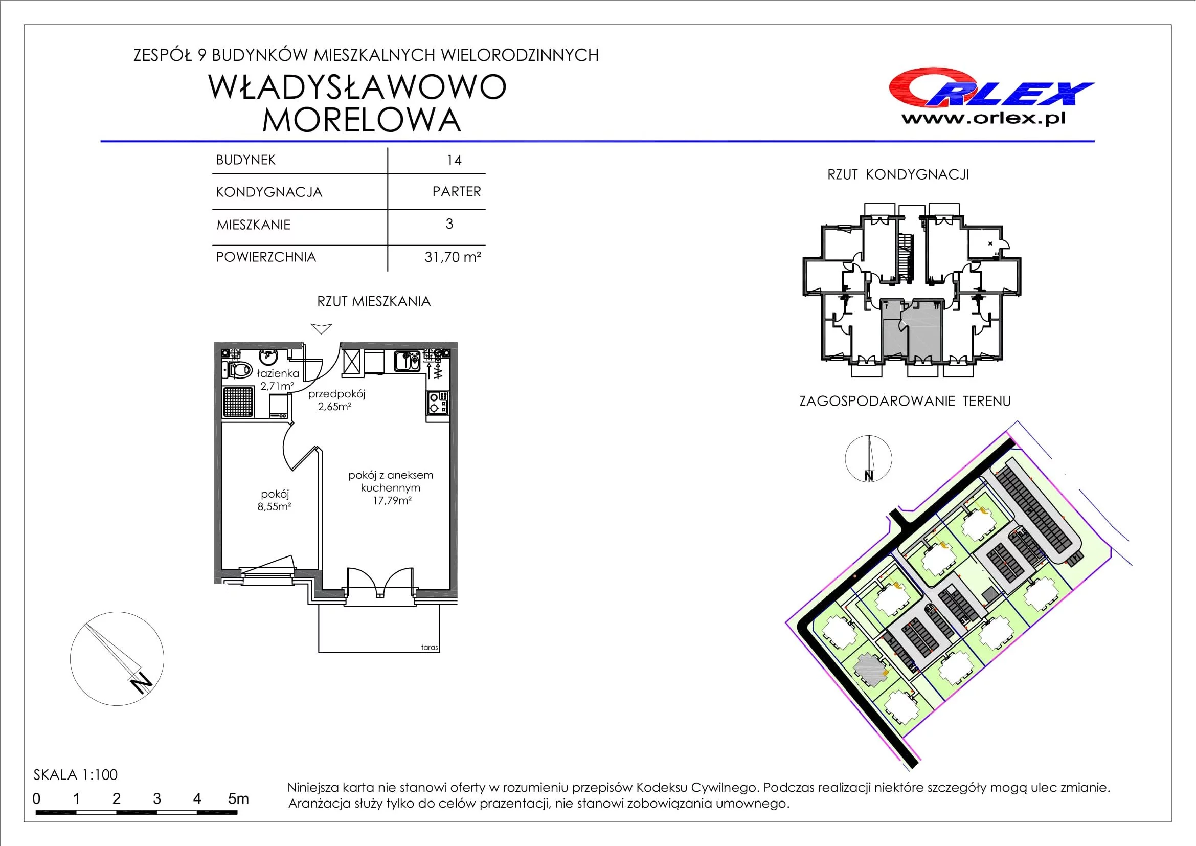 Mieszkanie 31,70 m², parter, oferta nr Bud.14.M.3, Osiedle Władysławowo, Władysławowo, ul. Morelowa