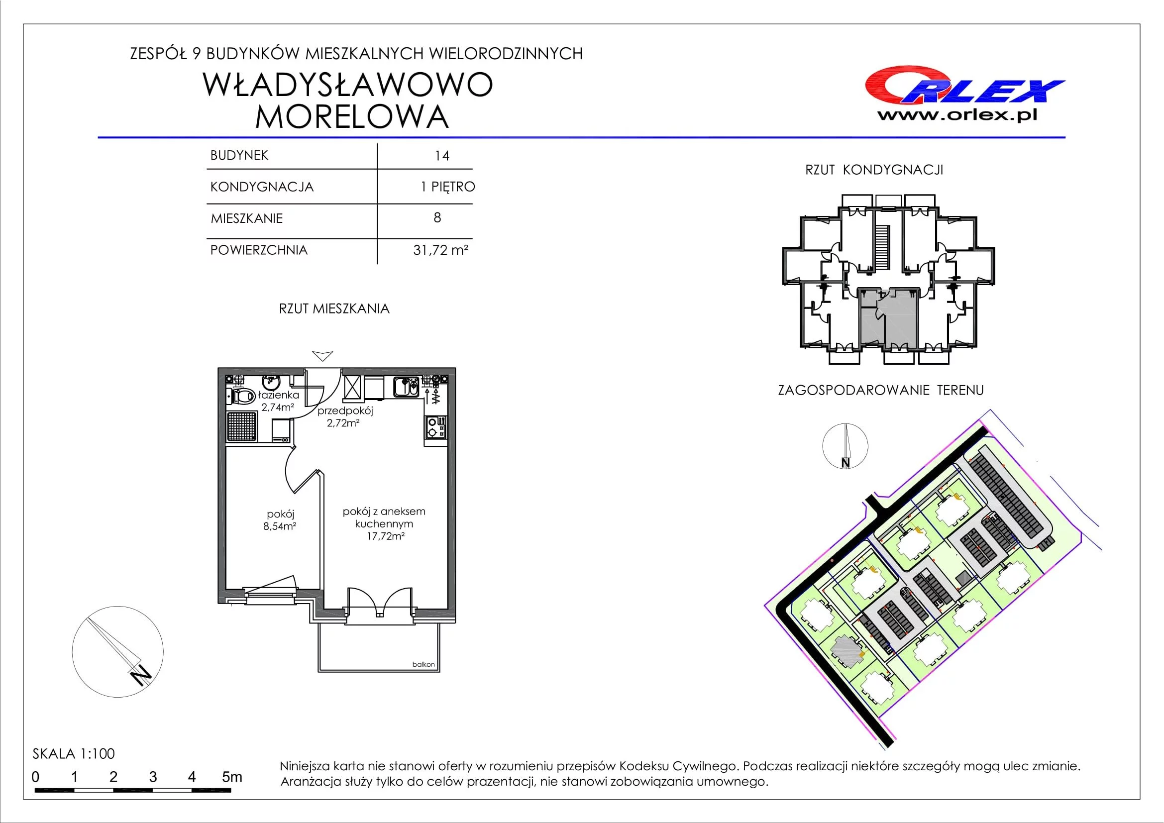 Mieszkanie 31,72 m², piętro 1, oferta nr Bud.14.M.8, Osiedle Władysławowo, Władysławowo, ul. Morelowa