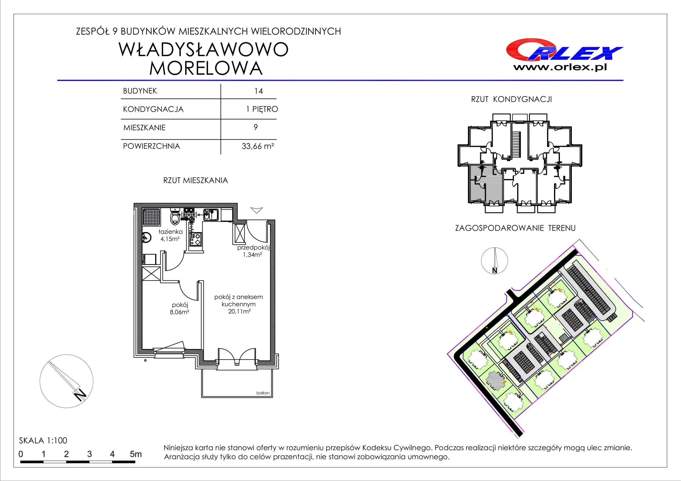 Mieszkanie 33,66 m², piętro 1, oferta nr Bud.14.M.9, Osiedle Władysławowo, Władysławowo, ul. Morelowa