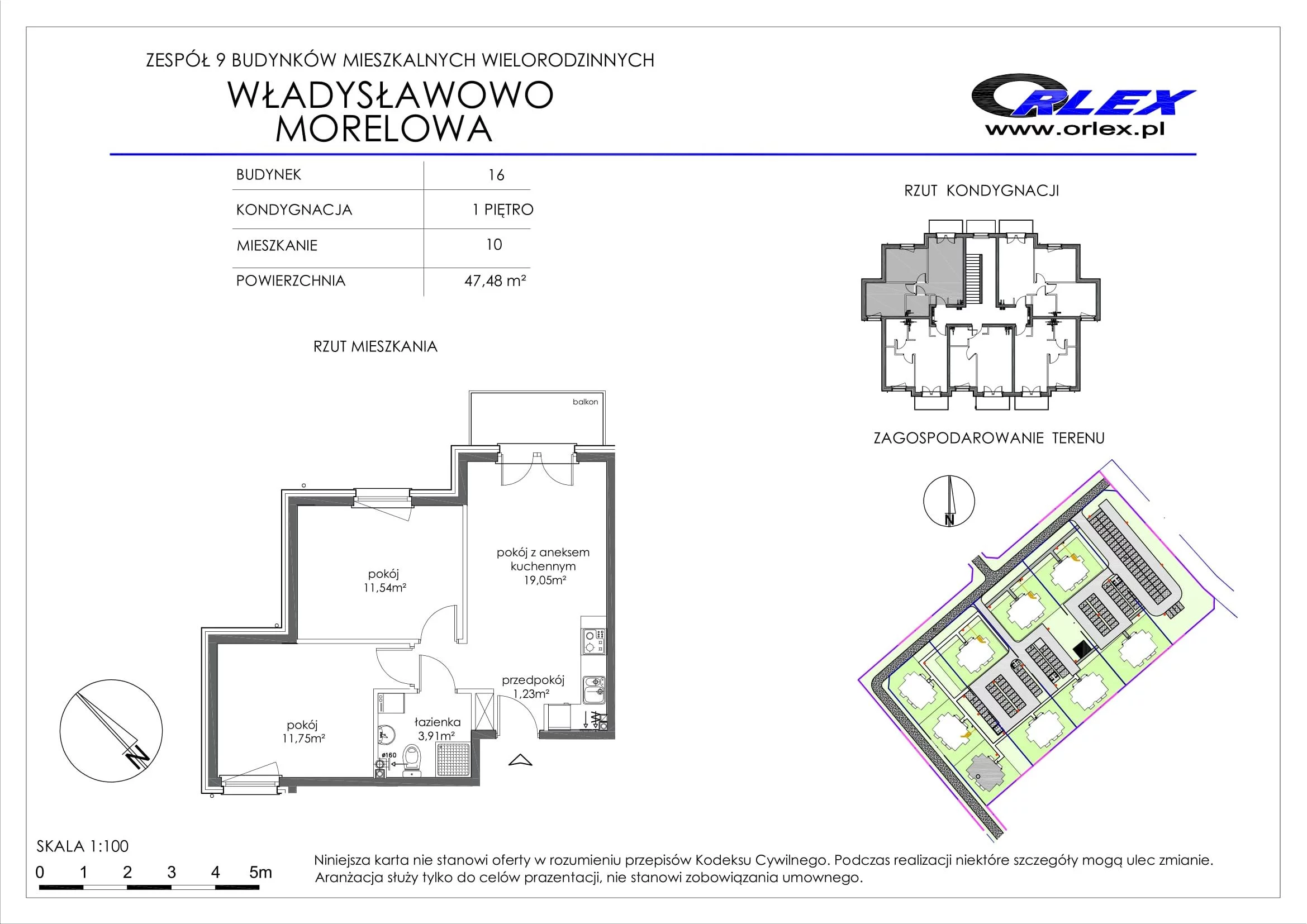 Mieszkanie 47,48 m², piętro 1, oferta nr Bud.16.M.10, Osiedle Władysławowo, Władysławowo, ul. Morelowa