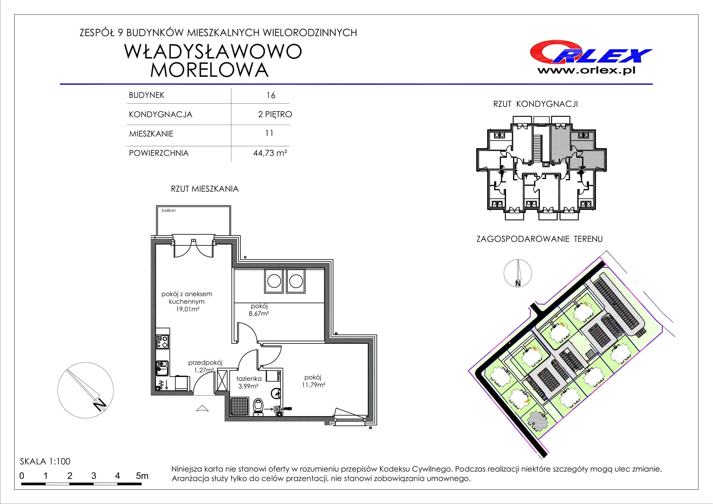 Mieszkanie 44,73 m², piętro 2, oferta nr Bud.16.M.11, Osiedle Władysławowo, Władysławowo, ul. Morelowa