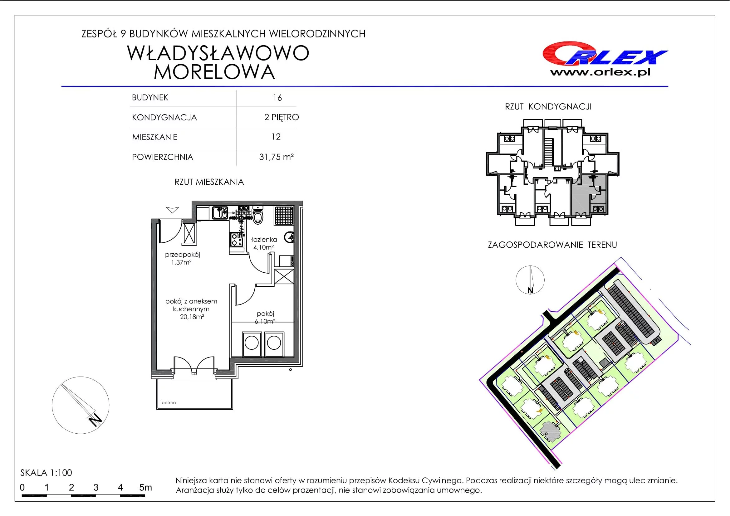 Mieszkanie 31,75 m², piętro 2, oferta nr Bud.16.M.12, Osiedle Władysławowo, Władysławowo, ul. Morelowa