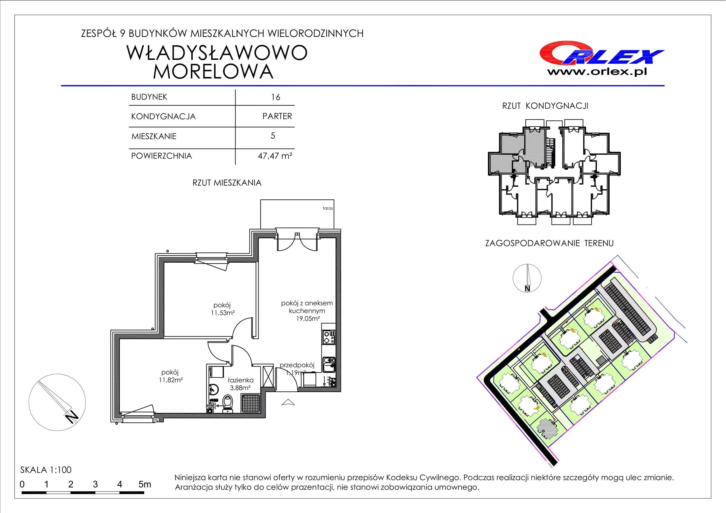 Mieszkanie 47,47 m², parter, oferta nr Bud.16.M.5, Osiedle Władysławowo, Władysławowo, ul. Morelowa