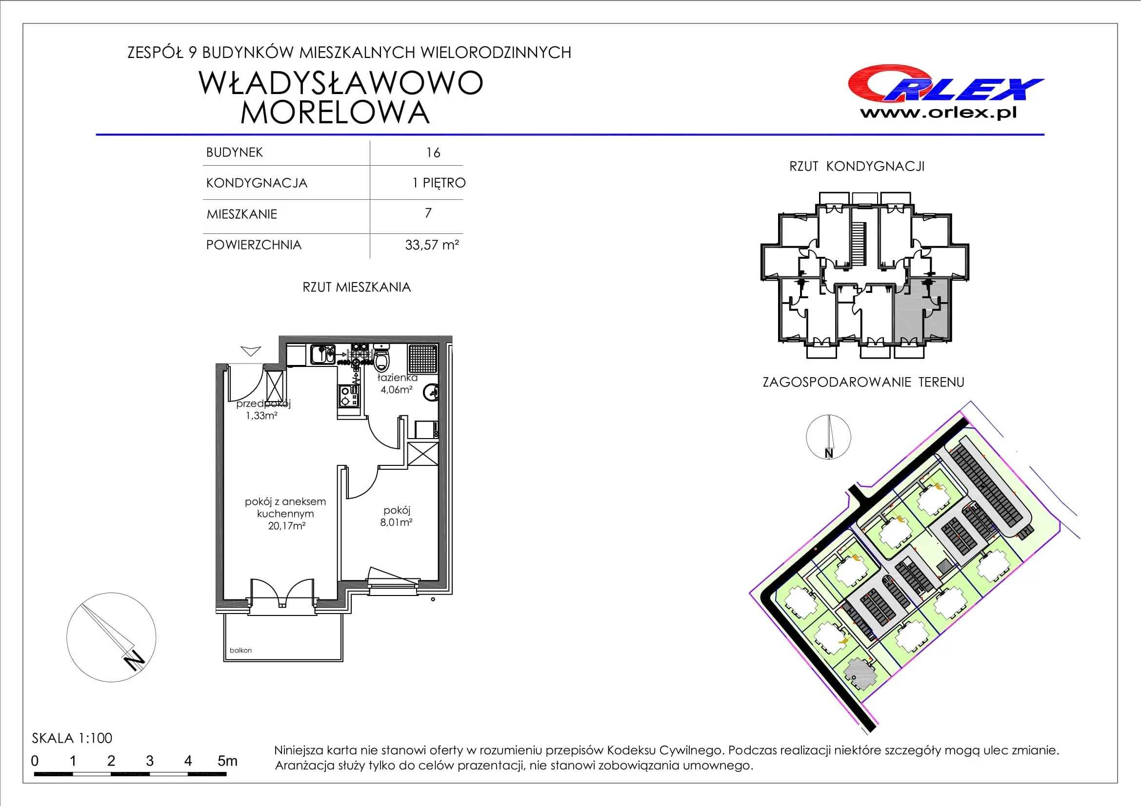 Mieszkanie 33,57 m², piętro 1, oferta nr Bud.16.M.7, Osiedle Władysławowo, Władysławowo, ul. Morelowa