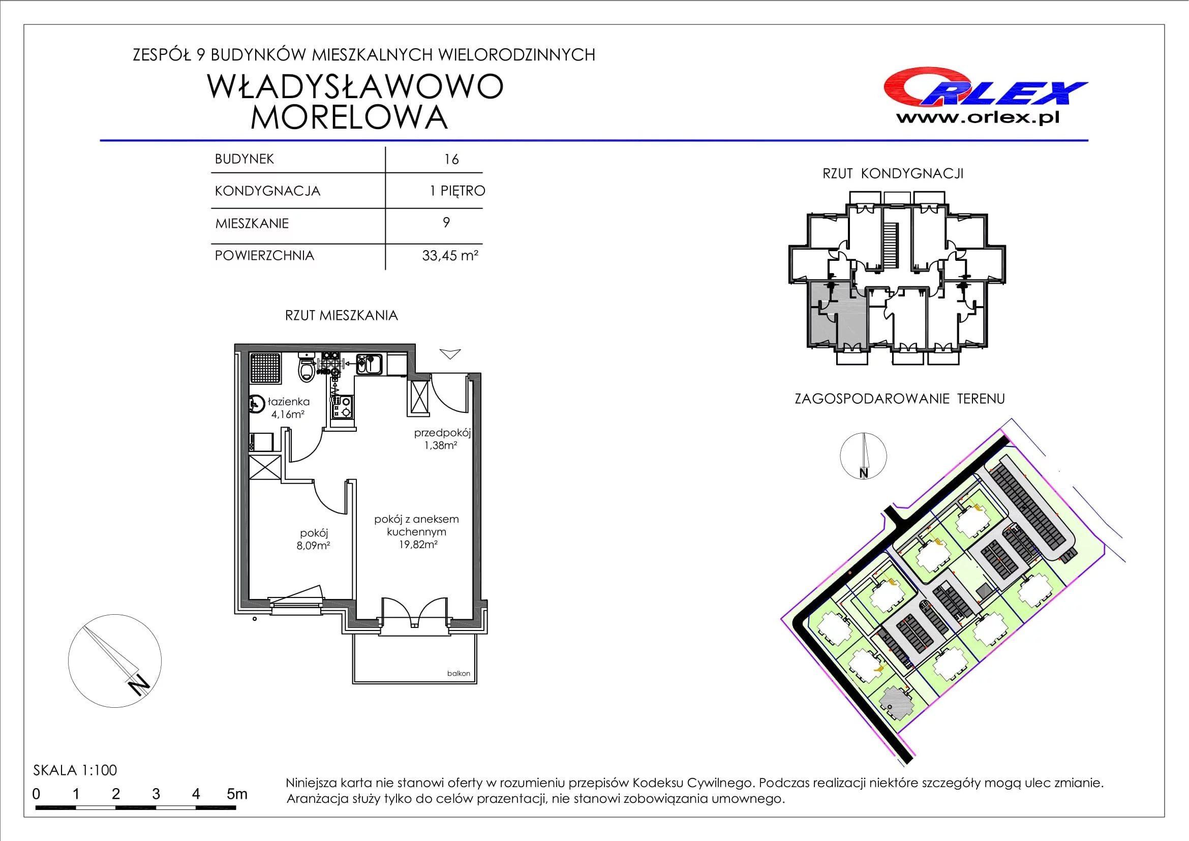 Mieszkanie 33,45 m², piętro 1, oferta nr Bud.16.M.9, Osiedle Władysławowo, Władysławowo, ul. Morelowa