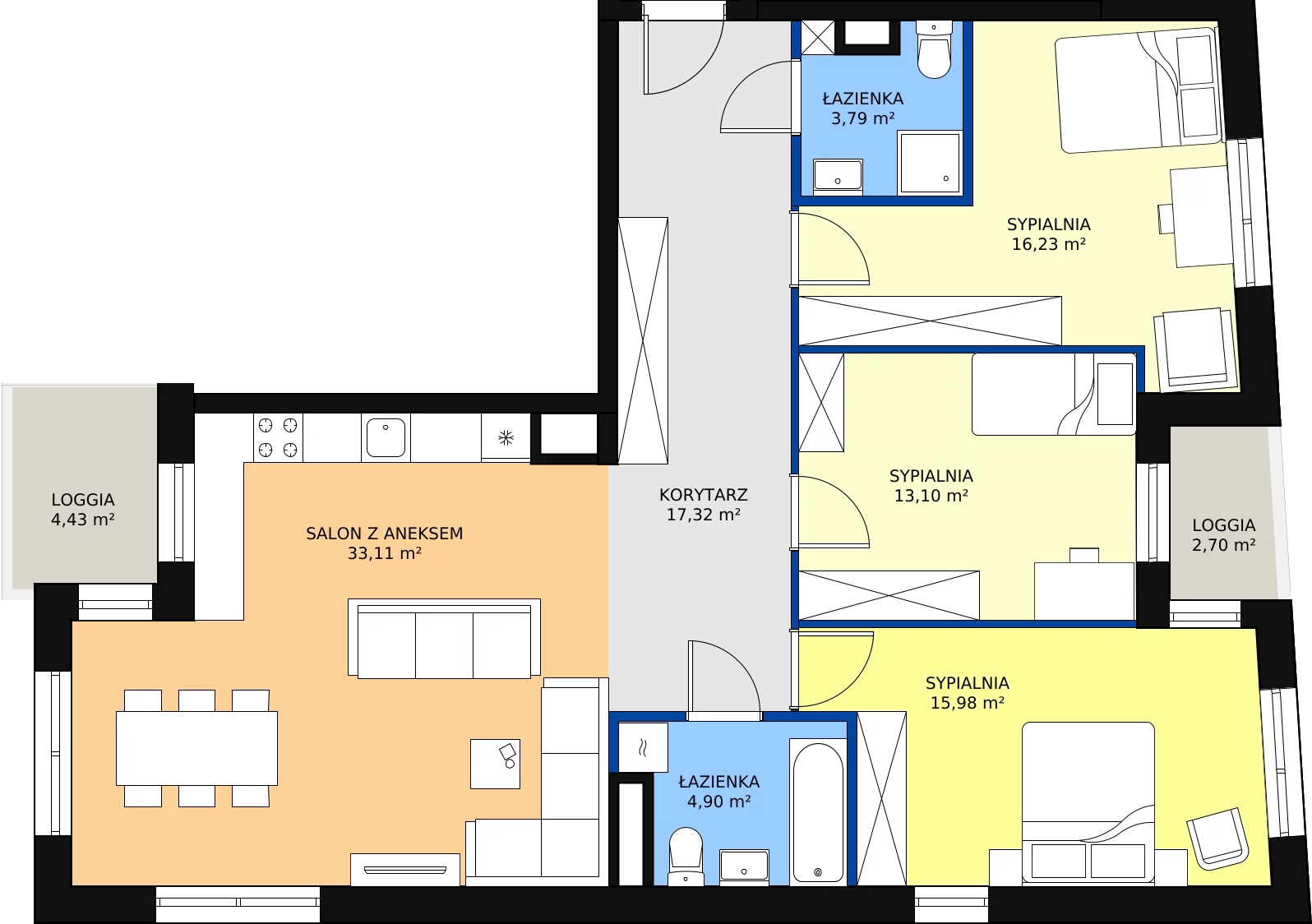 4 pokoje, mieszkanie 104,43 m², piętro 2, oferta nr 2, Wałbrzyska 21, Warszawa, Mokotów, Służew, ul. Wałbrzyska 21