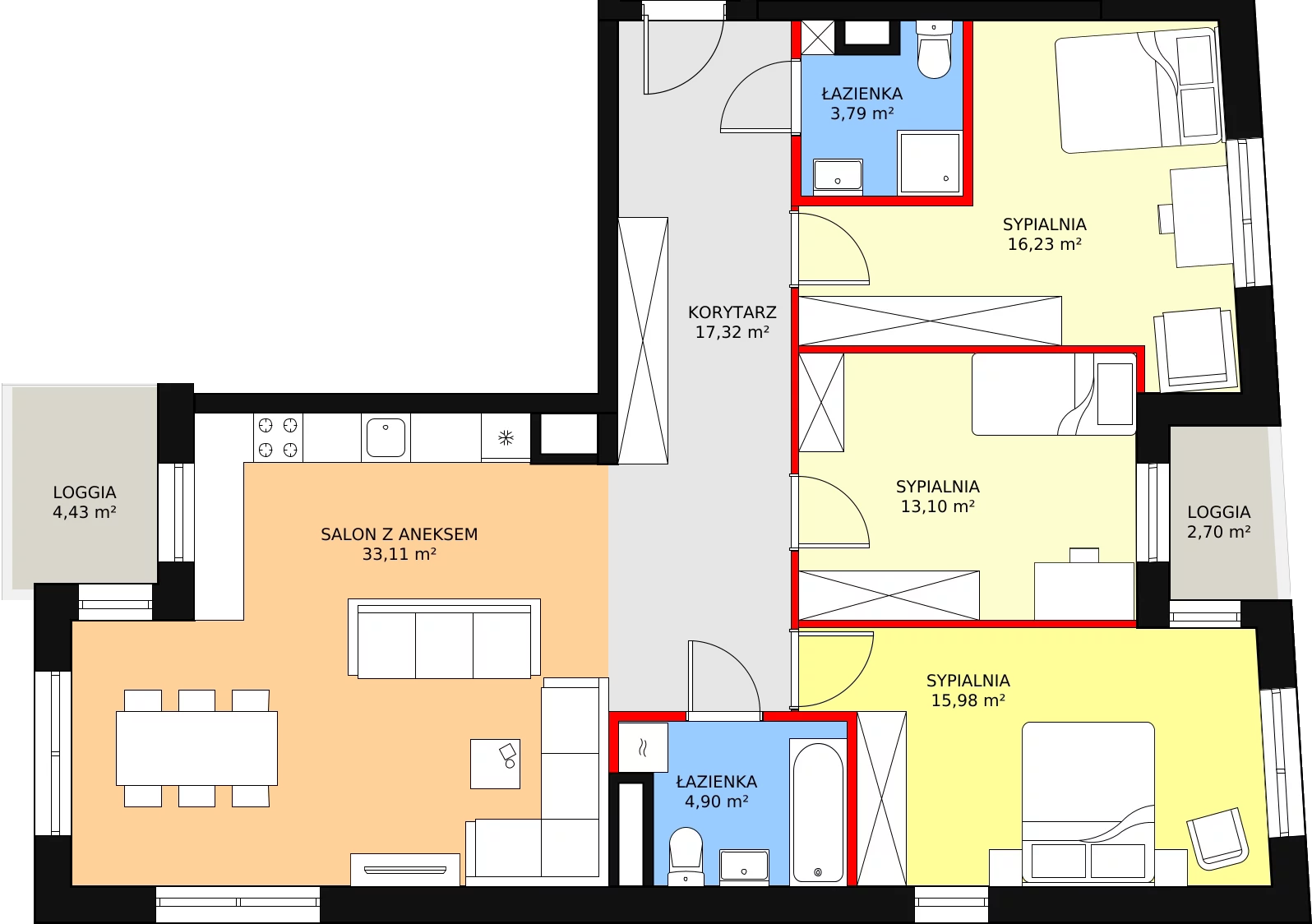 Mieszkanie 104,43 m², piętro 3, oferta nr 6, Wałbrzyska 21, Warszawa, Mokotów, Służew, ul. Wałbrzyska 21