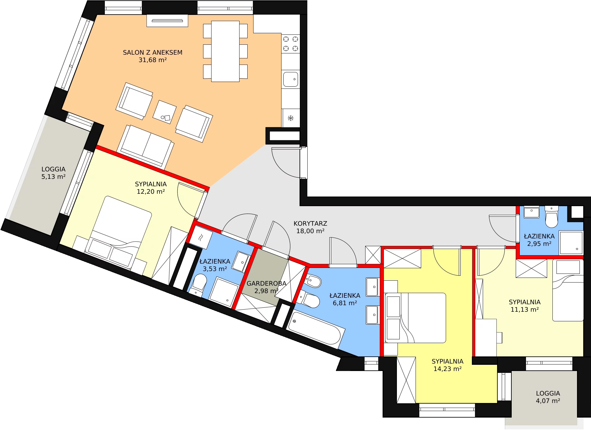 Mieszkanie 103,51 m², piętro 5, oferta nr 16, Wałbrzyska 21, Warszawa, Mokotów, Służew, ul. Wałbrzyska 21