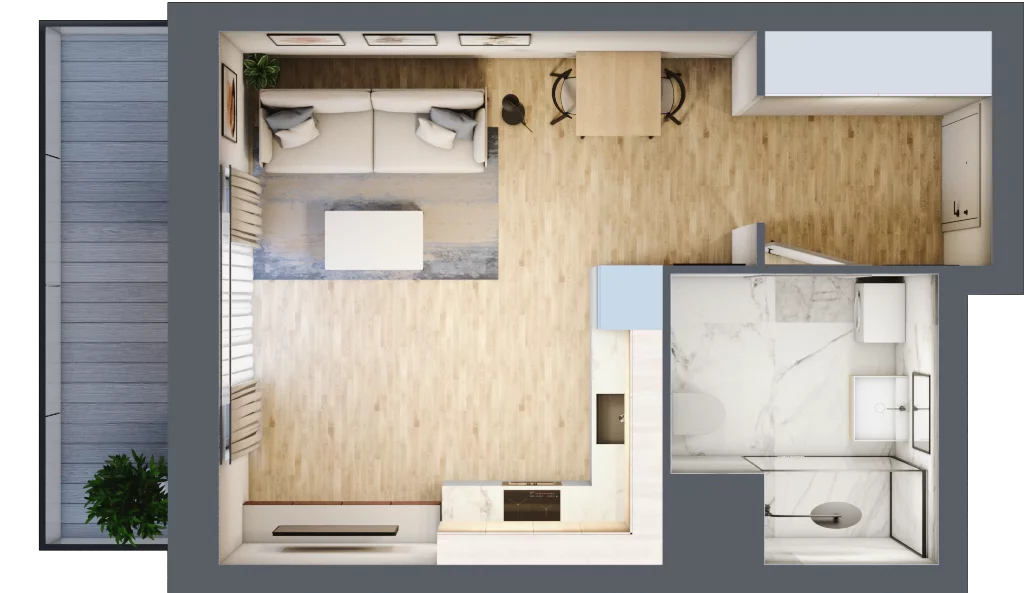 1 pokój, mieszkanie 33,40 m², piętro 7, oferta nr A/7/67, Osiedle Hawelańska III etap, Poznań, Winogrady, ul. Hawelańska 25