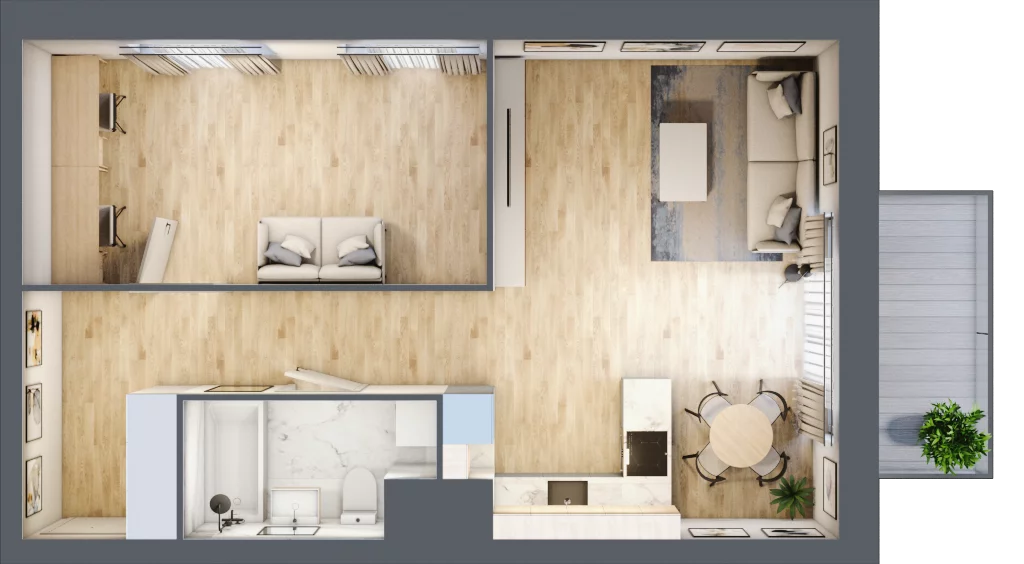 2 pokoje, mieszkanie 53,97 m², piętro 2, oferta nr A/2/13, Osiedle Hawelańska III etap, Poznań, Winogrady, ul. Hawelańska 25