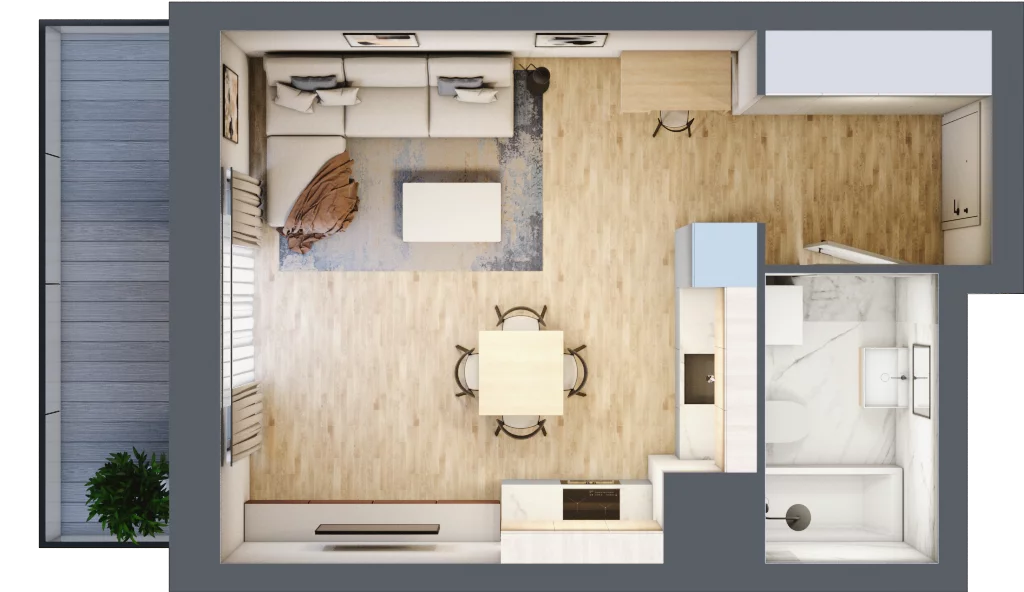 1 pokój, mieszkanie 33,47 m², piętro 3, oferta nr A/3/27, Osiedle Hawelańska III etap, Poznań, Winogrady, ul. Hawelańska 25