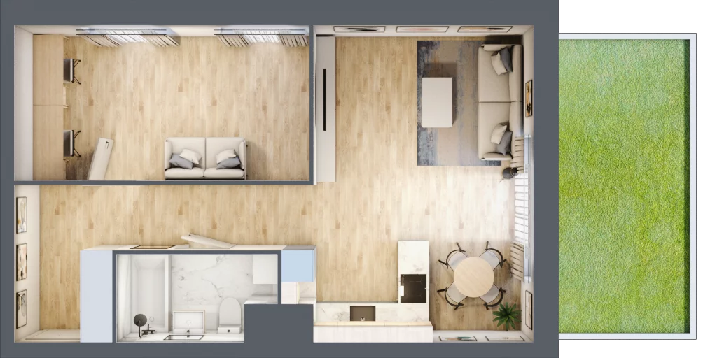 2 pokoje, mieszkanie 53,97 m², piętro 1, oferta nr A/1/3, Osiedle Hawelańska III etap, Poznań, Winogrady, ul. Hawelańska 25