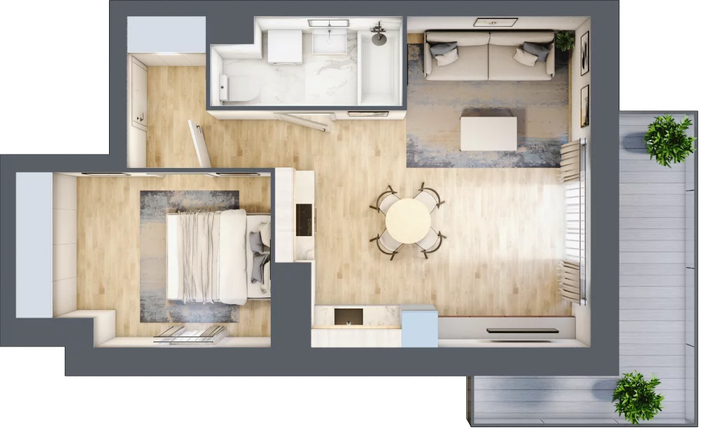 2 pokoje, mieszkanie 45,24 m², piętro 1, oferta nr A/1/9, Osiedle Hawelańska III etap, Poznań, Winogrady, ul. Hawelańska 25