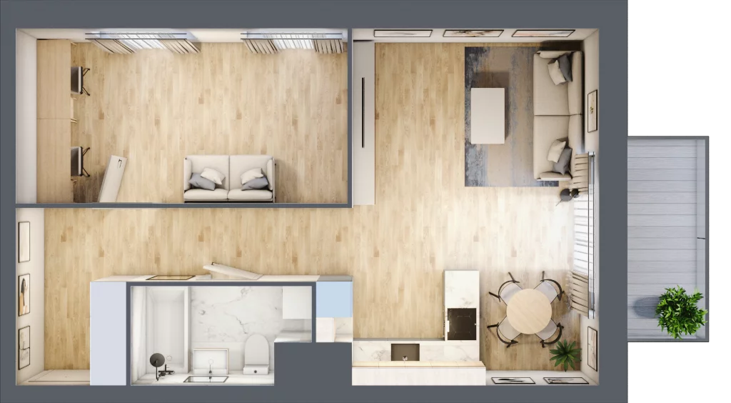2 pokoje, mieszkanie 53,97 m², piętro 4, oferta nr A/4/33, Osiedle Hawelańska III etap, Poznań, Winogrady, ul. Hawelańska 25