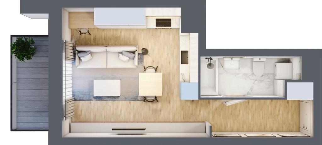 1 pokój, mieszkanie 31,27 m², piętro 6, oferta nr A/6/55, Osiedle Hawelańska III etap, Poznań, Winogrady, ul. Hawelańska 25