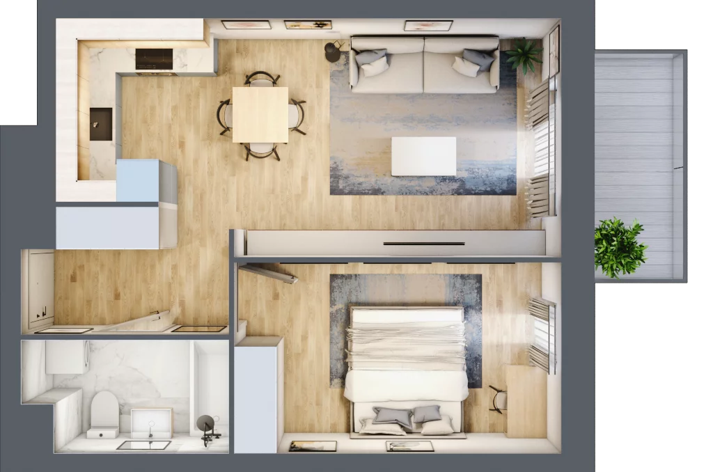 2 pokoje, mieszkanie 45,07 m², piętro 6, oferta nr A/6/51, Osiedle Hawelańska III etap, Poznań, Winogrady, ul. Hawelańska 25
