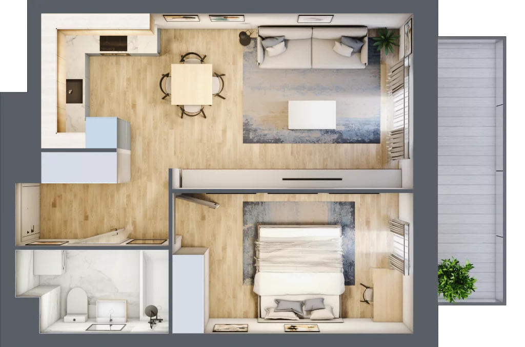 2 pokoje, mieszkanie 45,07 m², piętro 7, oferta nr A/7/61, Osiedle Hawelańska III etap, Poznań, Winogrady, ul. Hawelańska 25