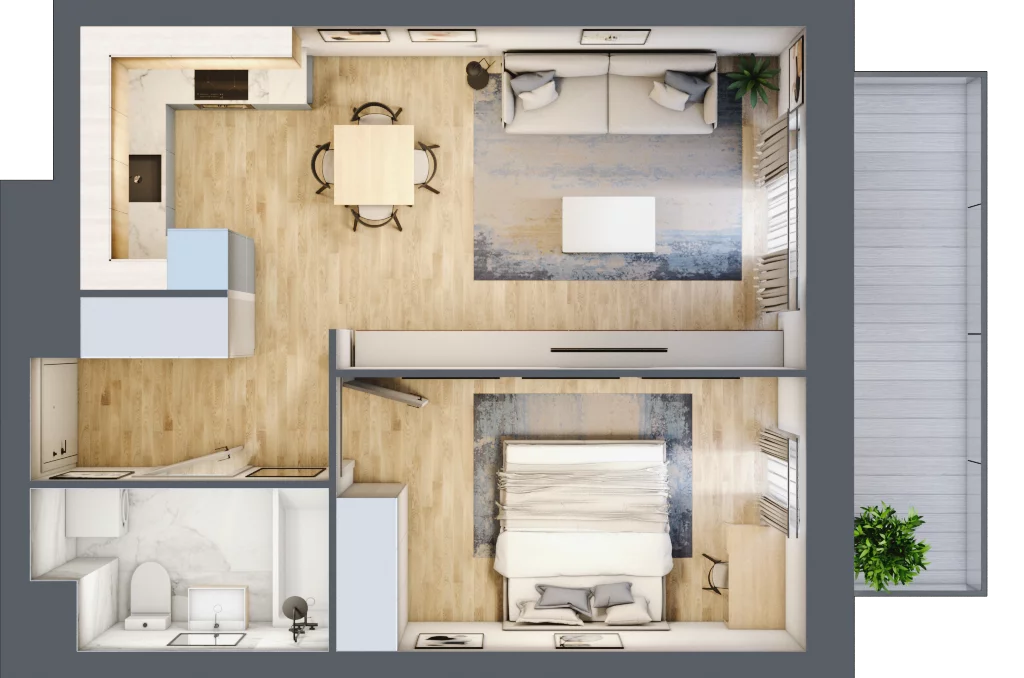 2 pokoje, mieszkanie 45,07 m², piętro 3, oferta nr A/3/21, Osiedle Hawelańska III etap, Poznań, Winogrady, ul. Hawelańska 25