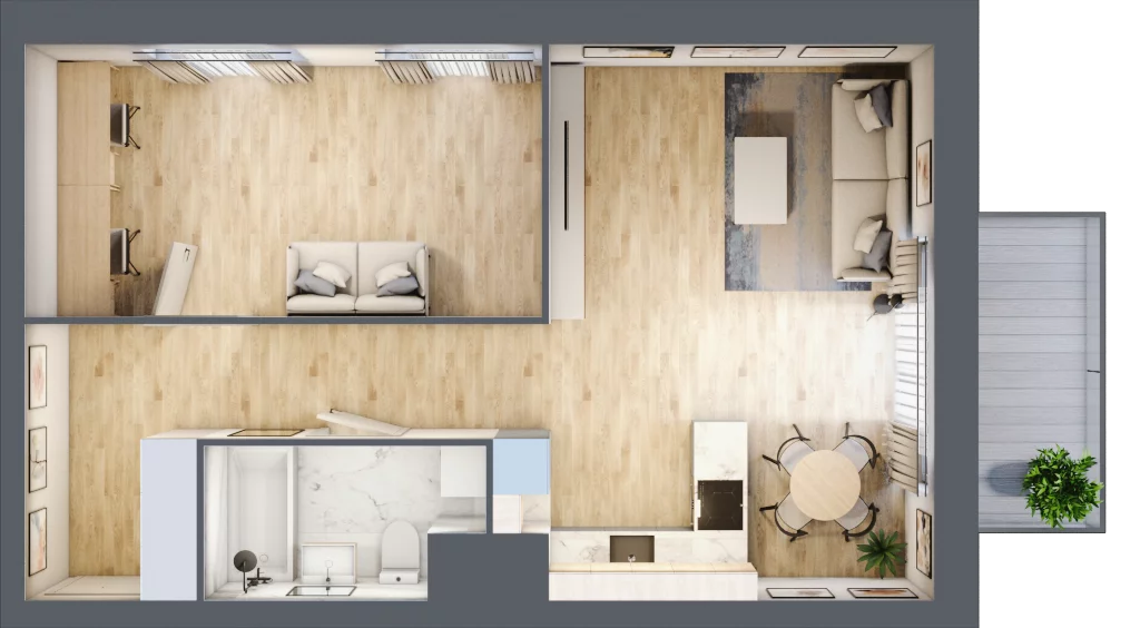 2 pokoje, mieszkanie 53,97 m², piętro 5, oferta nr A/5/43, Osiedle Hawelańska III etap, Poznań, Winogrady, ul. Hawelańska 25
