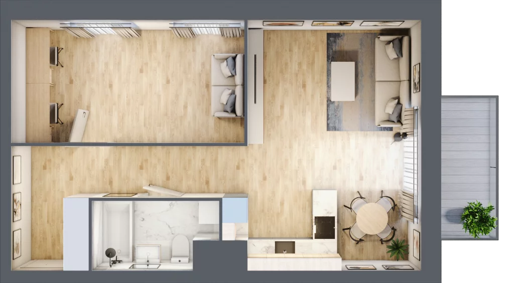 2 pokoje, mieszkanie 53,97 m², piętro 7, oferta nr A/7/63, Osiedle Hawelańska III etap, Poznań, Winogrady, ul. Hawelańska 25