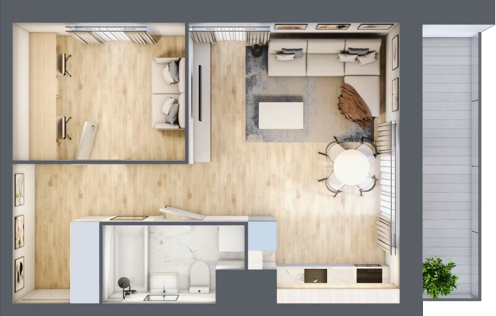 2 pokoje, mieszkanie 45,34 m², piętro 8, oferta nr A/8/72, Osiedle Hawelańska III etap, Poznań, Winogrady, ul. Hawelańska 25