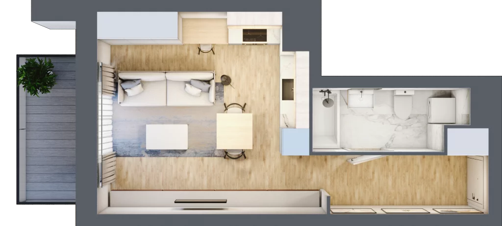 1 pokój, mieszkanie 31,27 m², piętro 1, oferta nr A/1/5, Osiedle Hawelańska III etap, Poznań, Winogrady, ul. Hawelańska 25