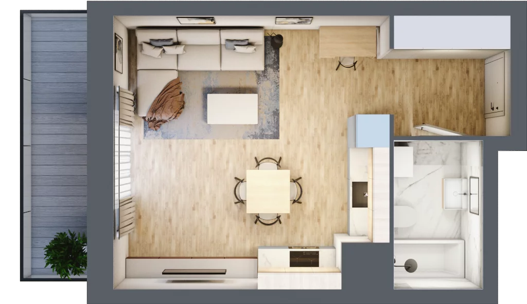 1 pokój, mieszkanie 33,47 m², piętro 4, oferta nr A/4/37, Osiedle Hawelańska III etap, Poznań, Winogrady, ul. Hawelańska 25